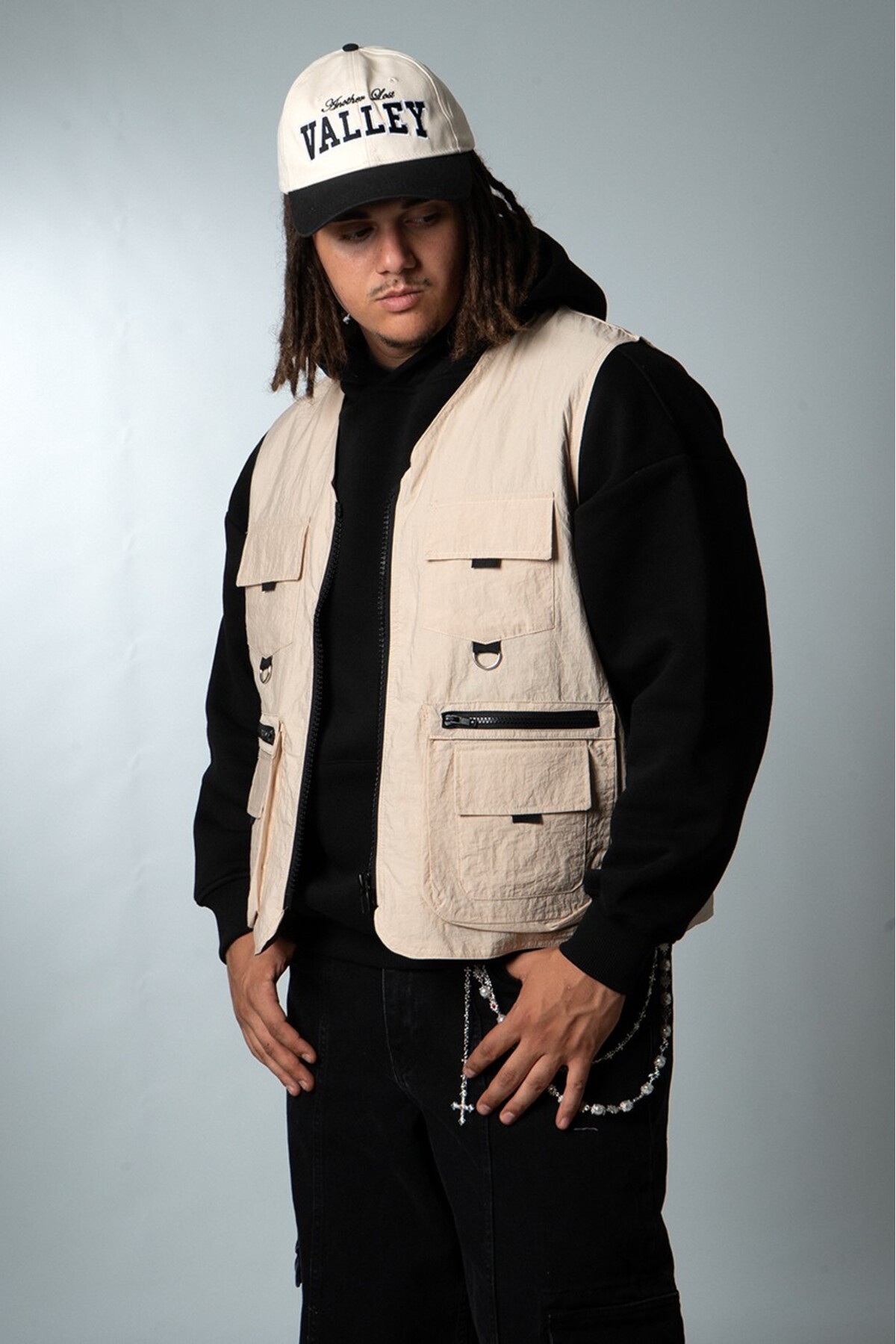 UKHWD SUPPLY Bej Çok Cepli Utility Kargo Erkek Yelek görsel 3