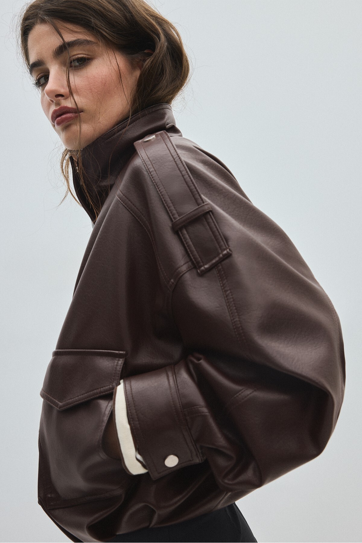 Stradivarius Oversize suni deri ceket