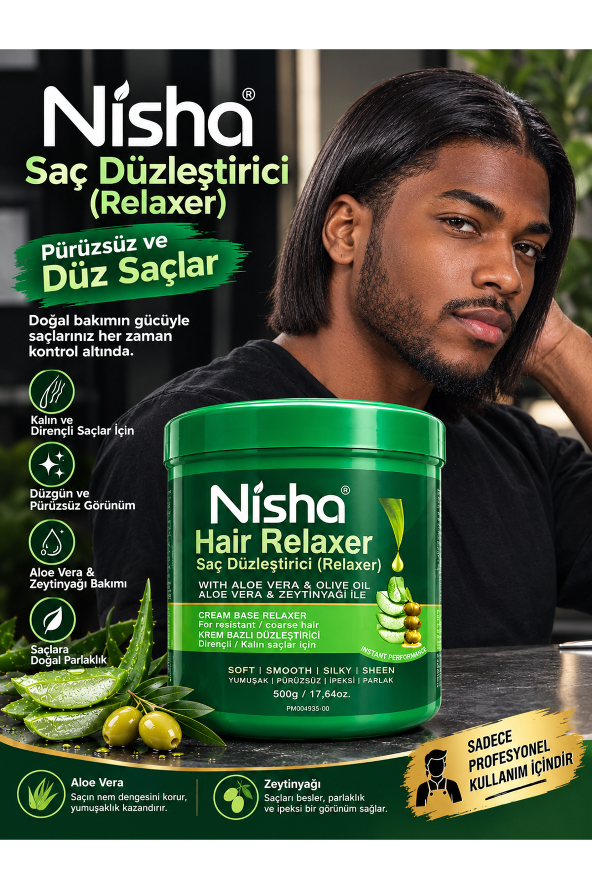 Kıvırcık Saçlar İçin Saç Düzleştirici Aloe Vera ve Zeytinyağı İçerikli 500g Dirençli/Kalın Saçlarda — relax500g