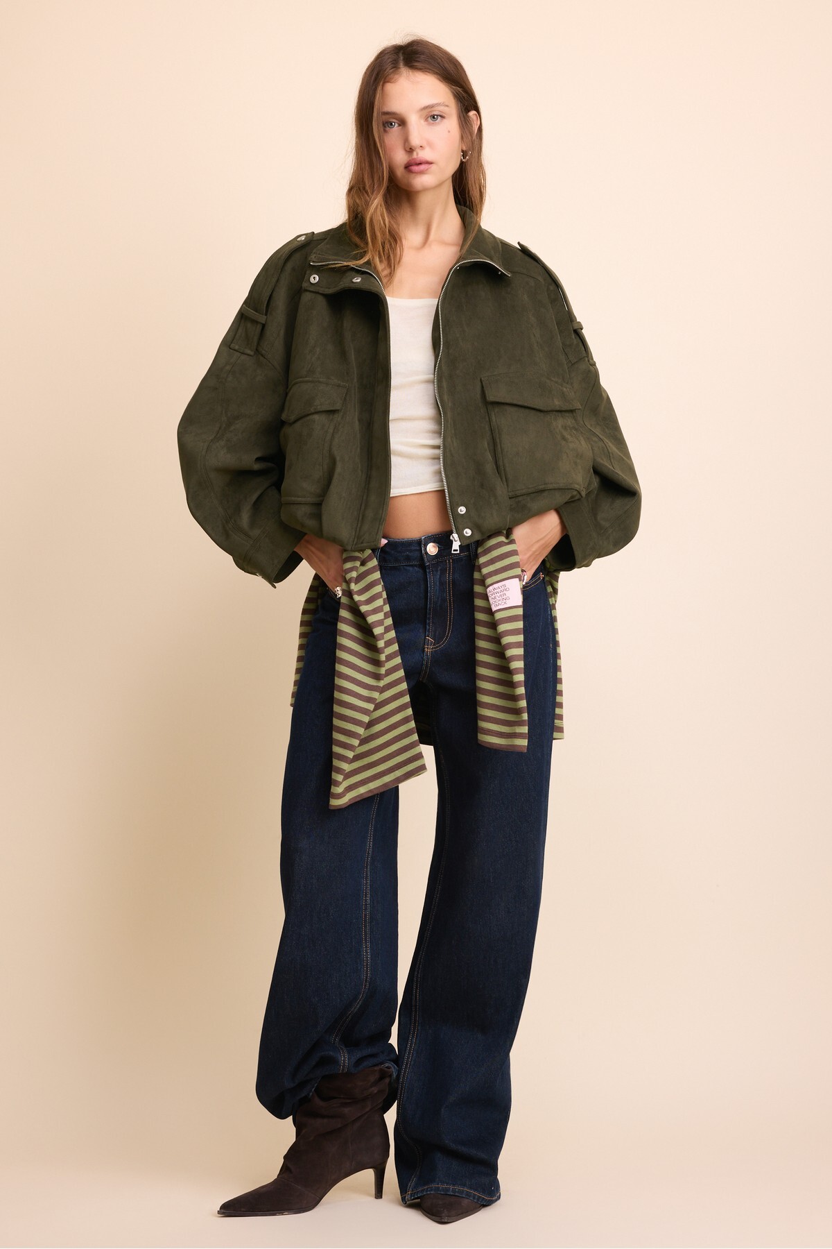 Stradivarius Oversize suni süet ceket görsel 2