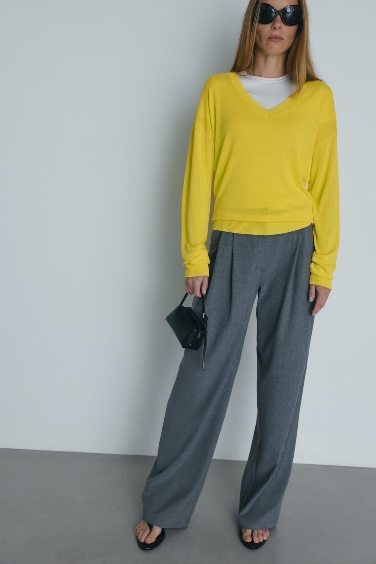 Suud Collection Gri Lina Pileli Pantolon görsel 5