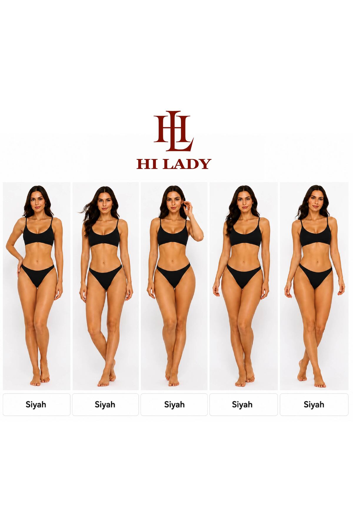 Hilady Kadın Külot 5'li Paket Siyah Pamuklu Esnek Likralı Bikini Kalıp görsel 2