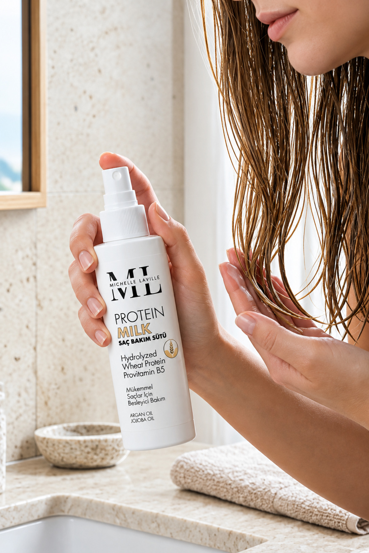 Protein Saç Sütü 150 ml | Saç Bakım Sütü Spreyi | Kolay Saç Tarama | Güçlendirici & Besleyici Saç Bakımı | Argan & Jojoba Yağlı — 8684308445408 — تصویر 2 از 2