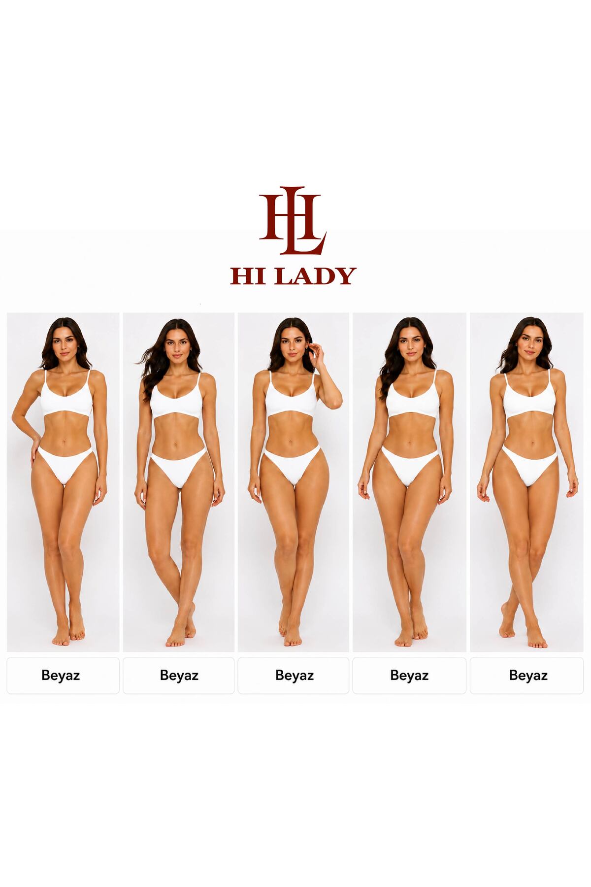 Hilady Kadın Külot 5'li Paket Beyaz Renk Pamuklu Esnek Bikini Kalıp görsel 2