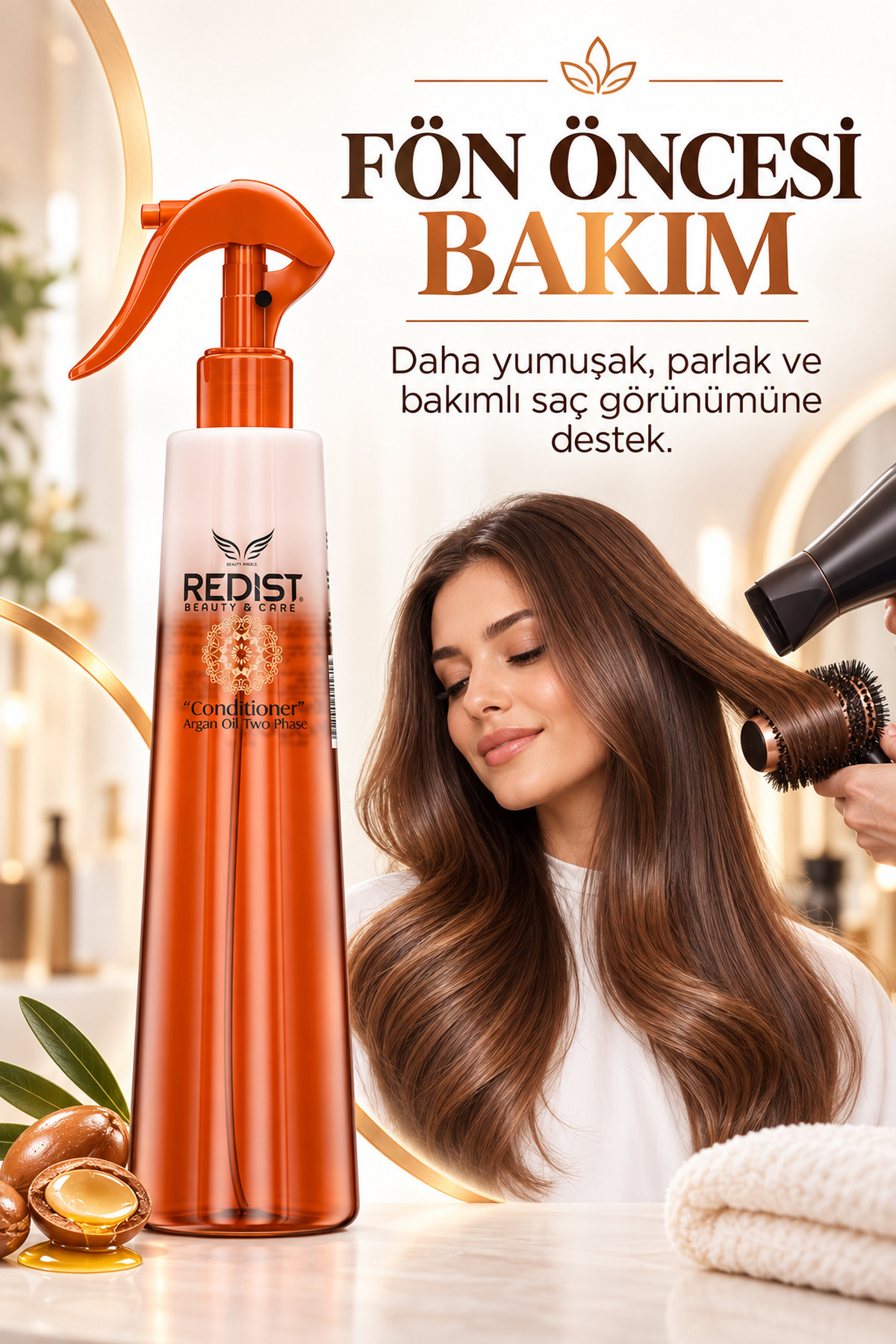 Redist Argan Yağlı Isıya Karşi Koruma Sağlayan Kolay Tarama Fön Suyu 400 ml — 522