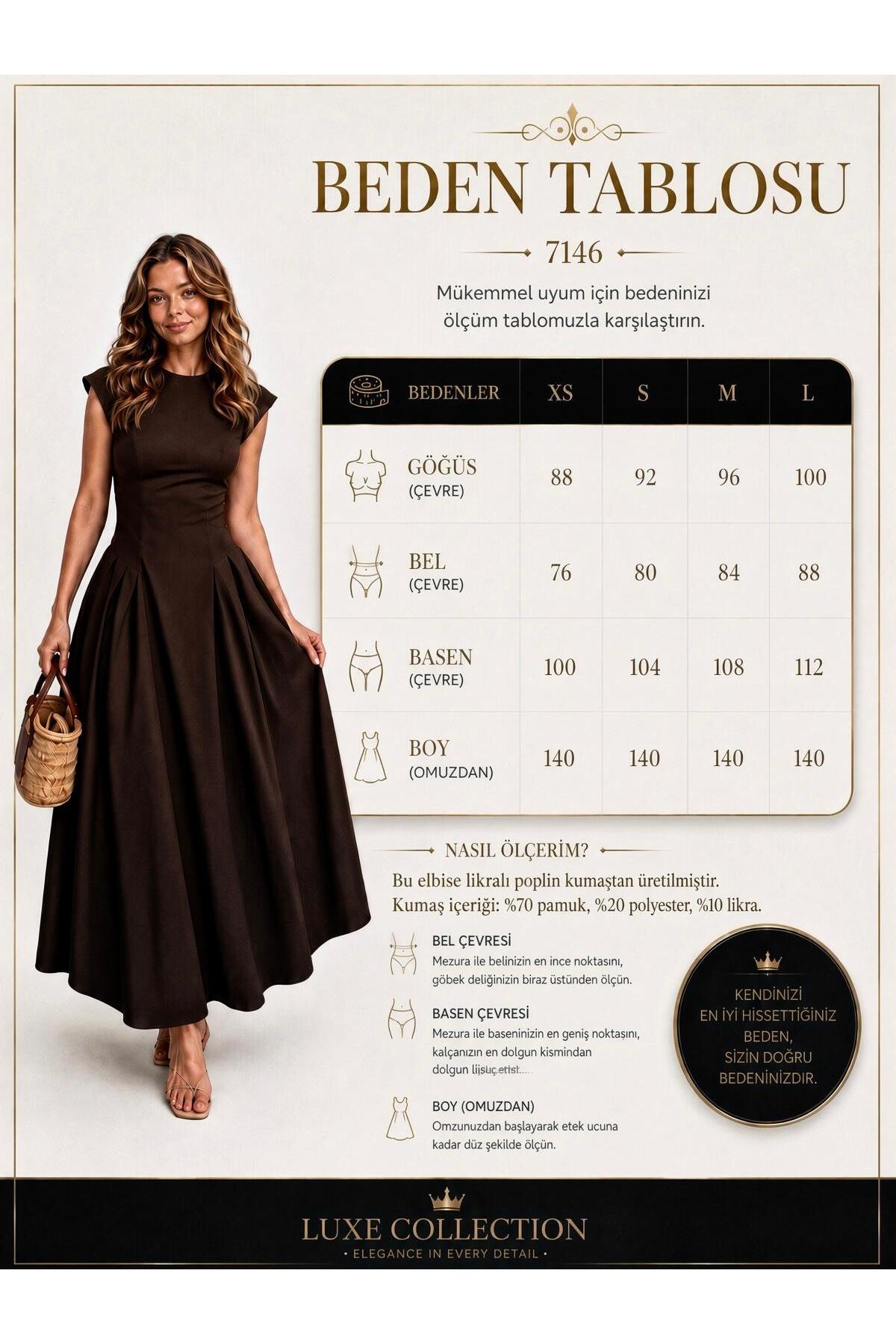 Raunk Vintage Elegance Kahverengi Belden Oturtmalı Poplin Kumaş Maxi Elbise görsel 4
