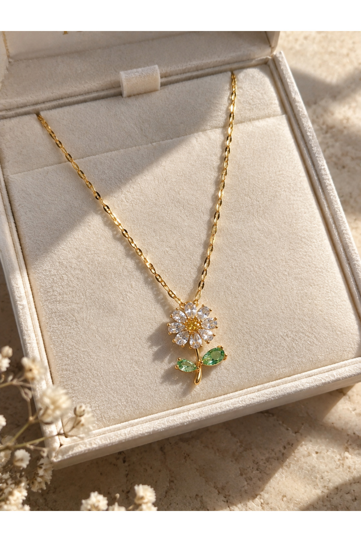 ATALYA ACCESSORY Gold Renk Papatya Modeli Çelik Kadın Kolye görsel 3
