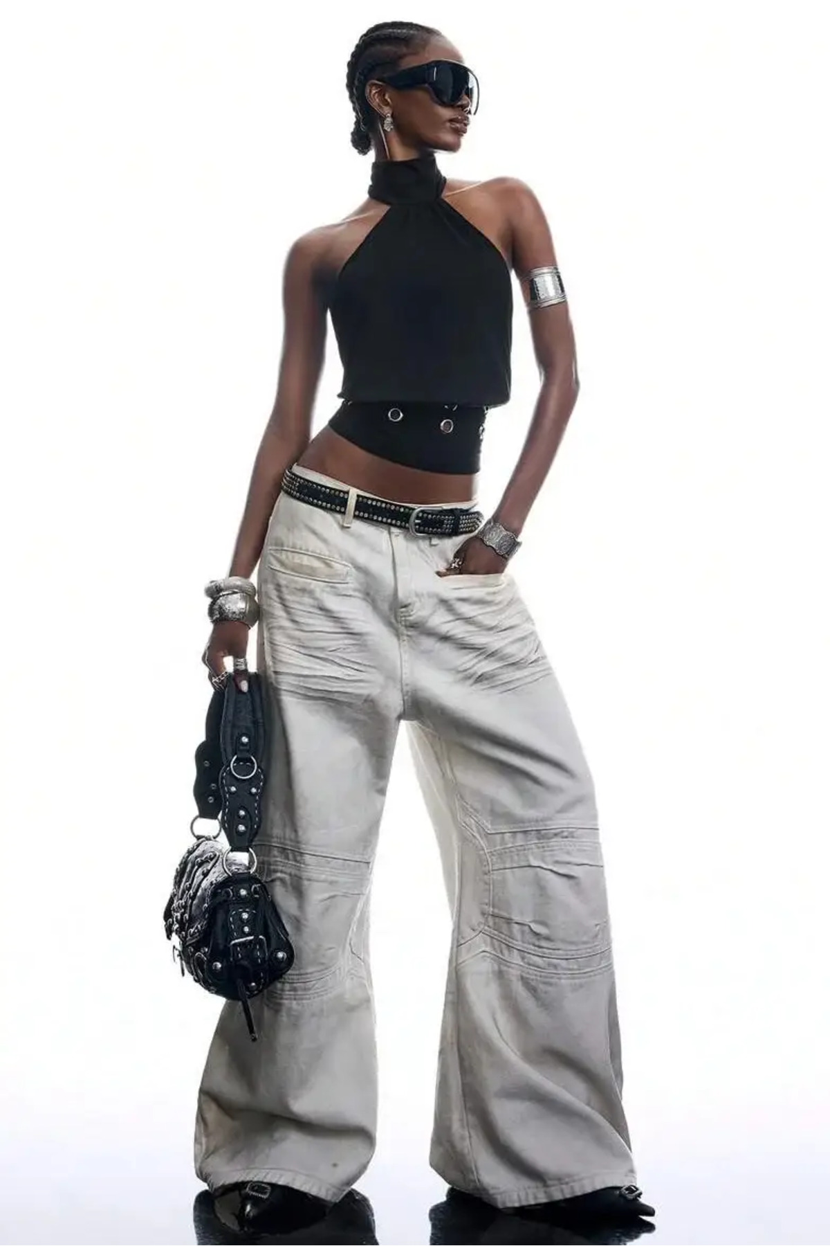 World Fashion Trends Sırtı Açık Halter Yaka Bluz - Siyah görsel 4