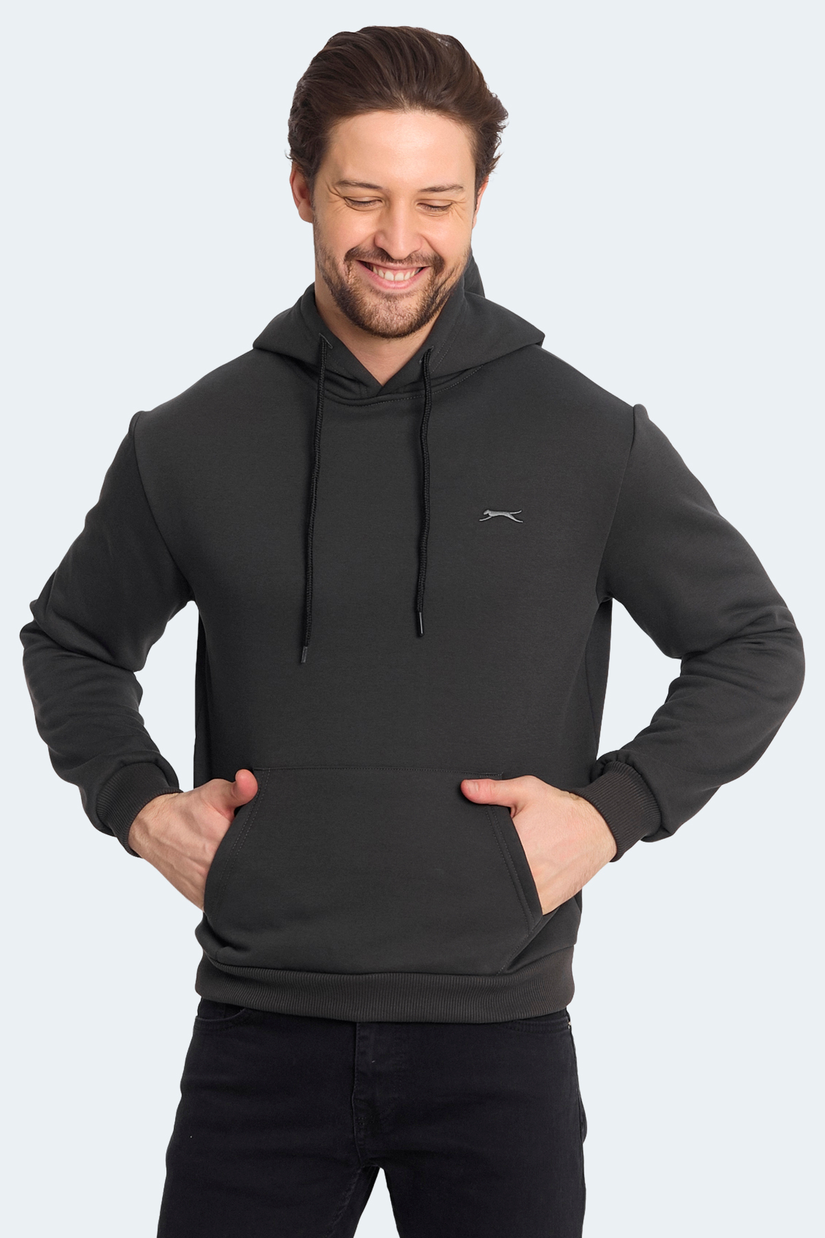 سویشرت مردانه کلاه‌دار جیب‌دار آنتراسیت KICKSON IN اسلازنگر سویشرت Slazenger