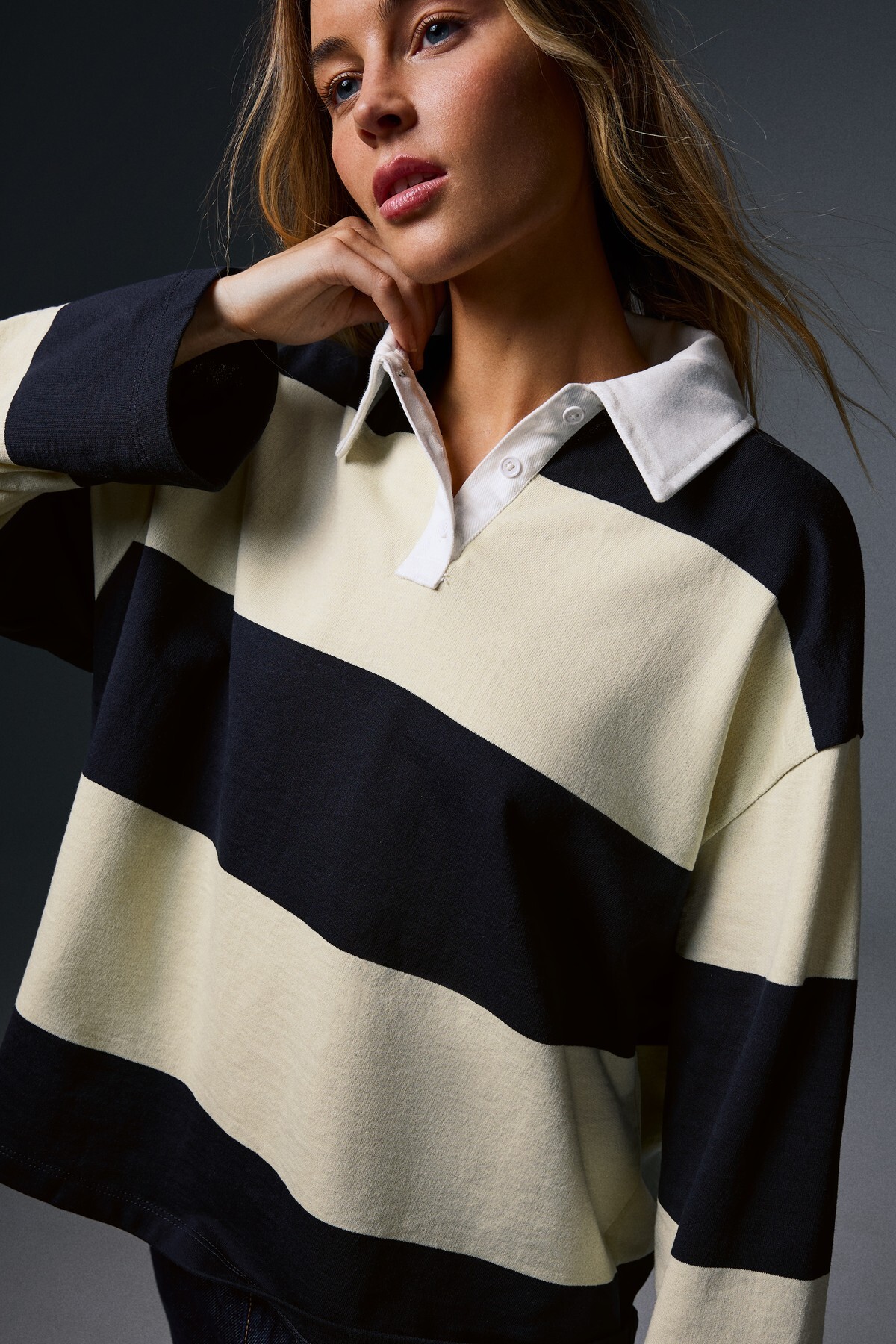 Bershka Uzun kollu çizgili polo görsel 5
