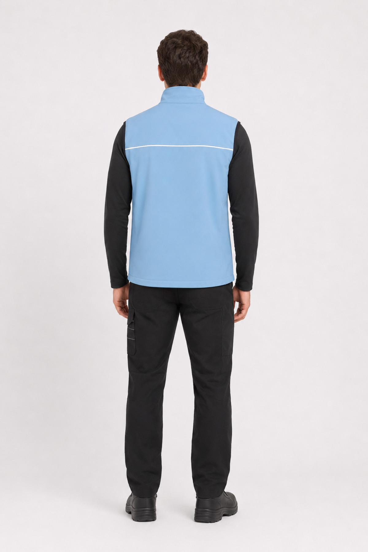 Unisex Mavi Reflektör Şeritli Fermuarlı Softshell İş Yeleği Mavi · Fotoğraf 8