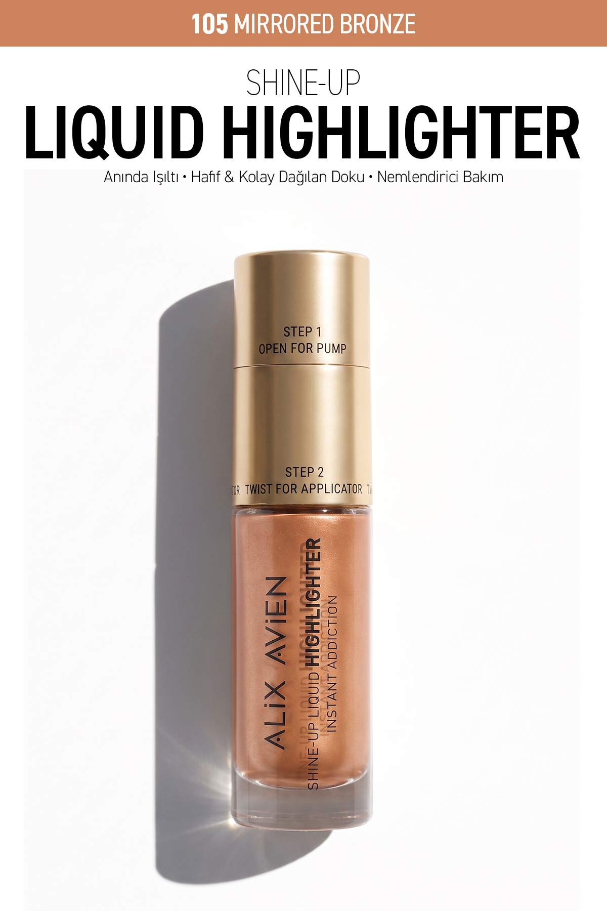Alix Avien Işıltı Veren Nemlendirici Etkili Katmanlanabilir Likit Aydınlatıcı - Shine-Up Liquid Highlighter 105 — قهوه‌ای SHINEUP