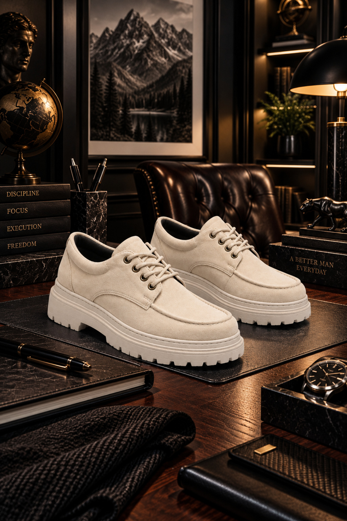 Lucy Shoes YG-13 Erkek Günlük Bağcıklı Lüks Süet Loafer Ayakkabı SKT - Krem
