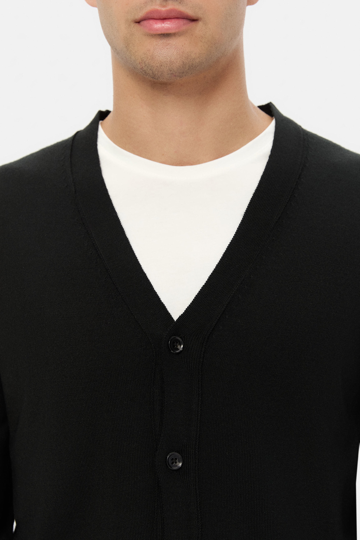 ژاکت کش باف پشمی مشکی Ds Damat Regular Fit — مشکی 5HF062436279M — تصویر 2 از 5