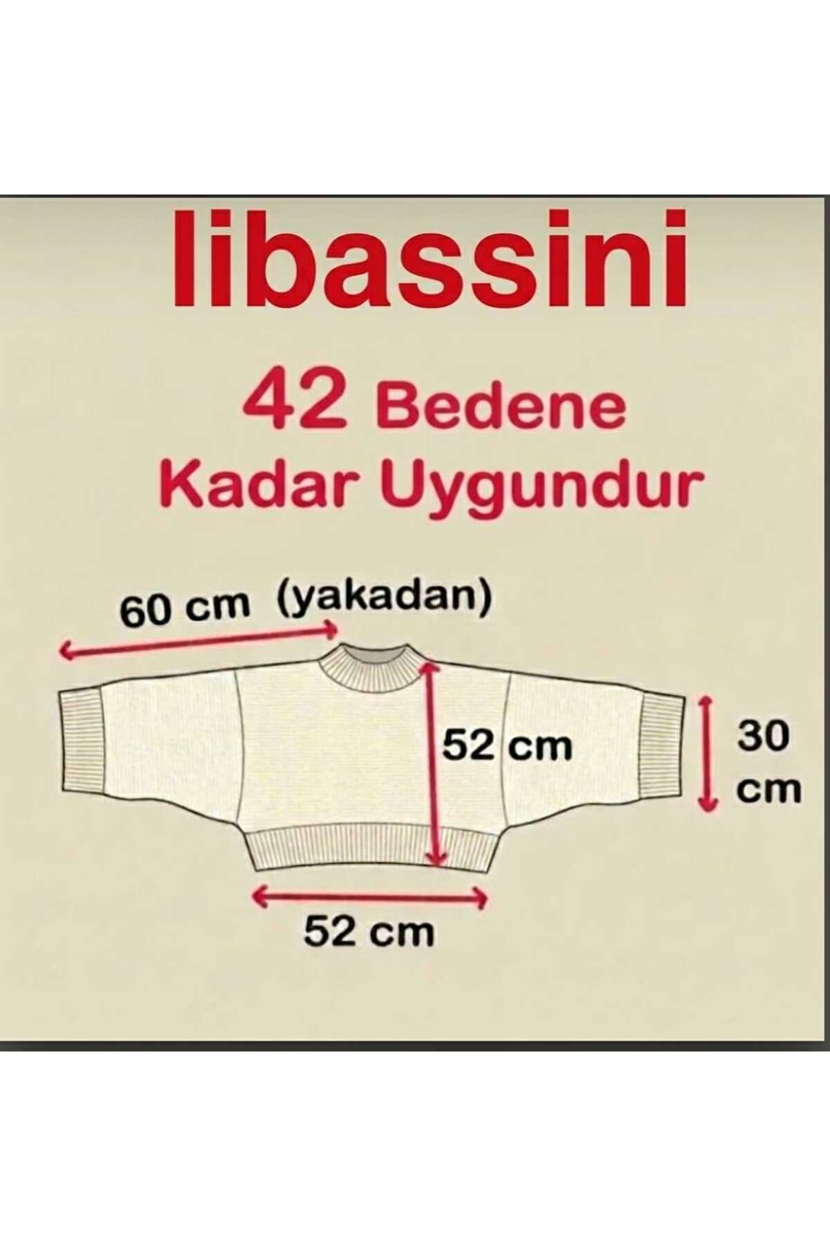 LİBASSİNİ Yarasa Kol Triko Kazak Kırmızı görsel 2