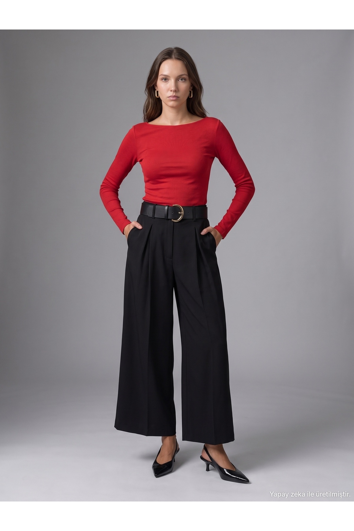 Dilvin 31401 Büzgülü Kayık Yaka Top-K.Kırmızı görsel 3