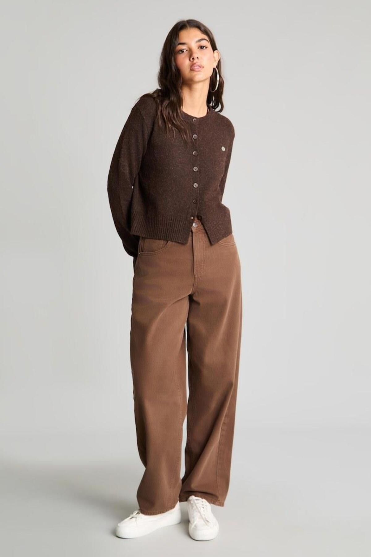 DeFacto Slim Fit Bisiklet Yaka Düğmeli Triko Hırka E8236AX26AU görsel 2