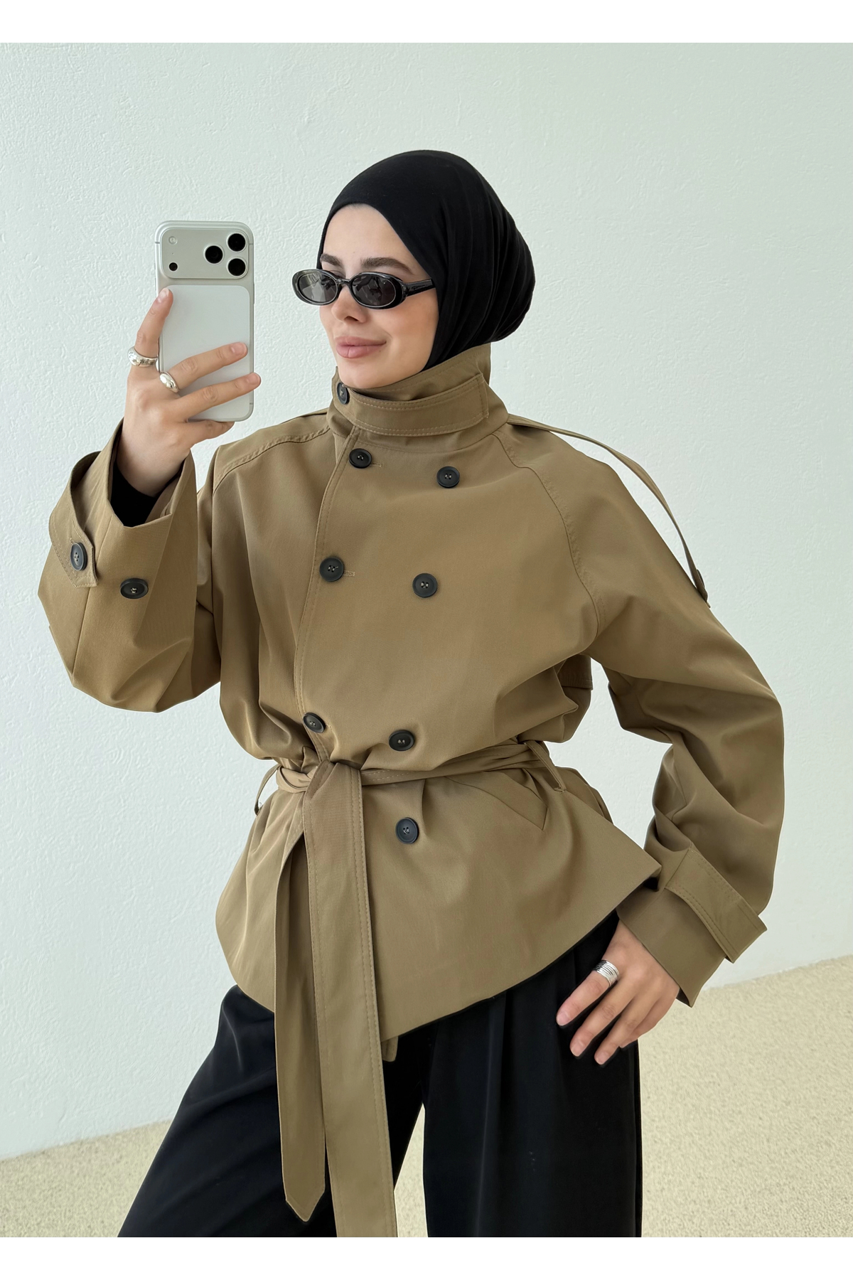 MODA AKSA 2106 Titanik Premium Trenckot Camel görsel 2