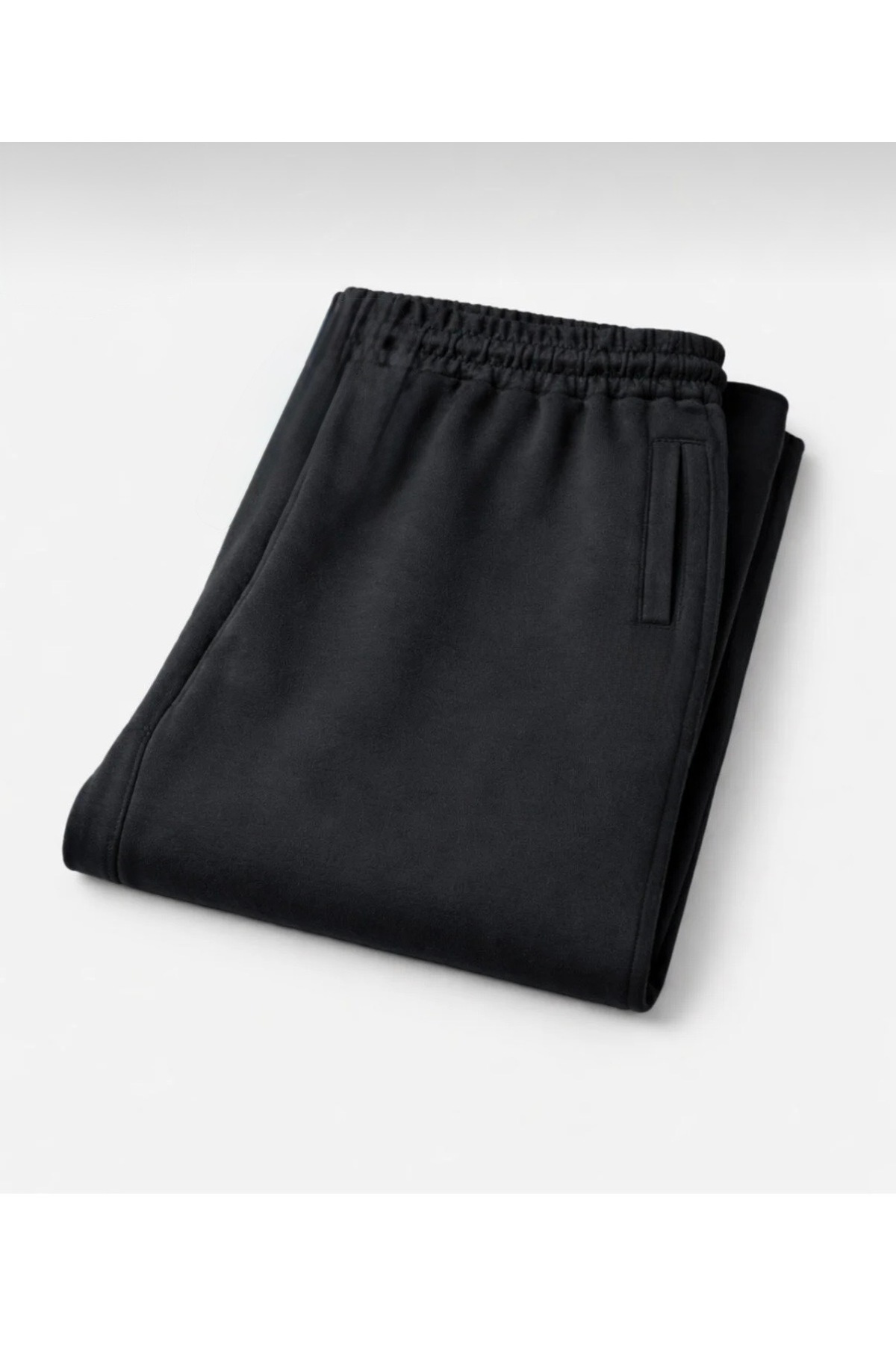 Genel Markalar Erkek Büyük Beden Siyah İki İplik kompak penye Cep Fermuarlı Eşofman Altı 3XL-4XL-5XL-6XL-7XL-8XL görsel 3
