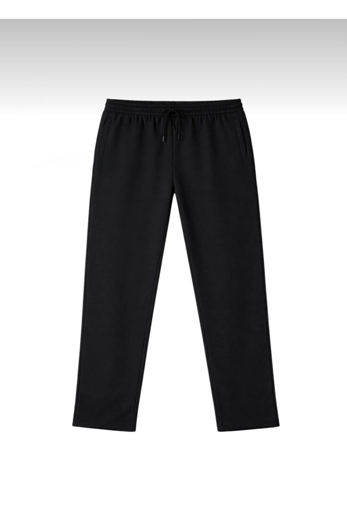 Genel Markalar Erkek Büyük Beden Siyah İki İplik kompak penye Cep Fermuarlı Eşofman Altı 3XL-4XL-5XL-6XL-7XL-8XL görsel 4