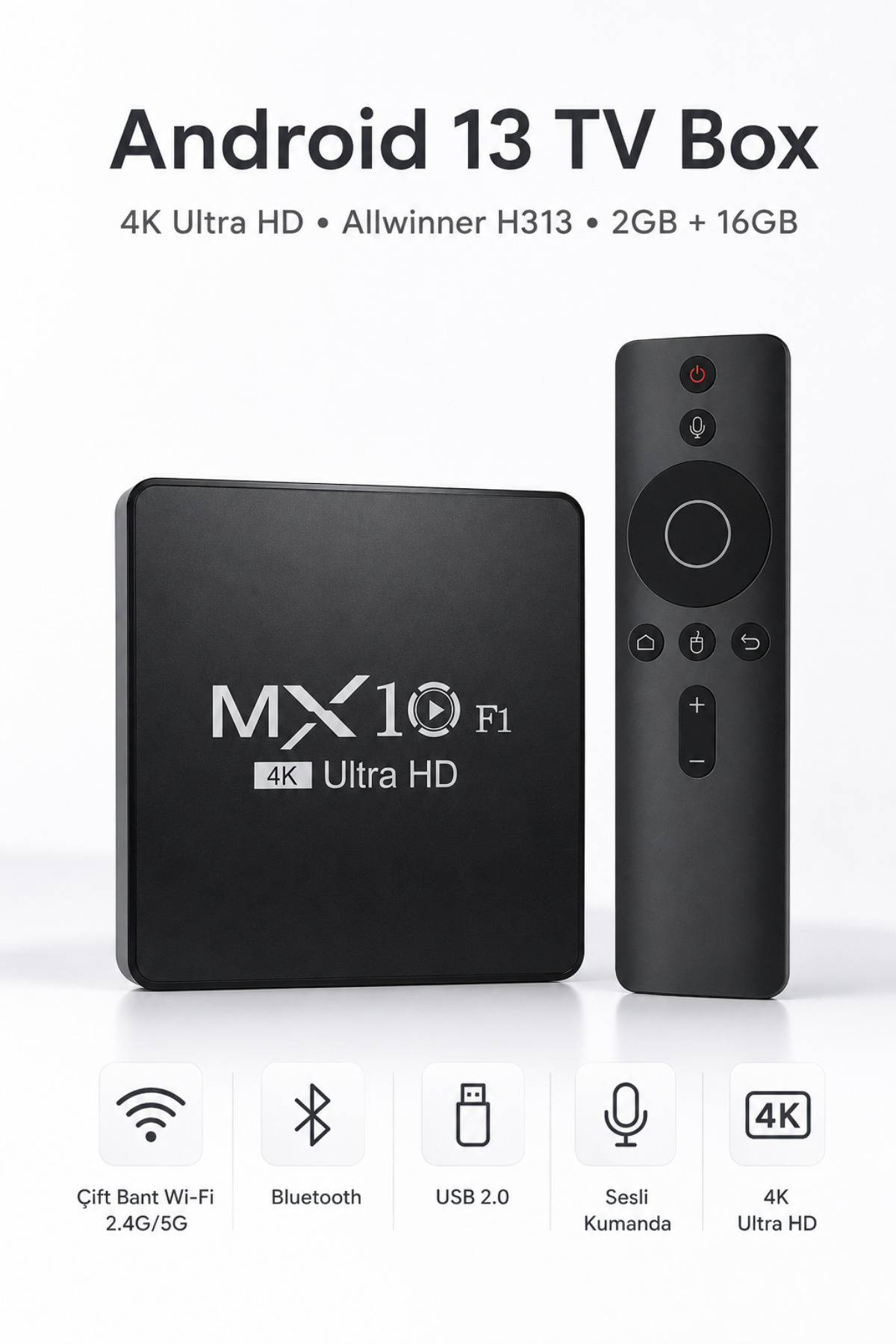 beemen MX10 Android 13 TV Box 4K Ultra HD 1GB RAM 8GB Hafıza Çift