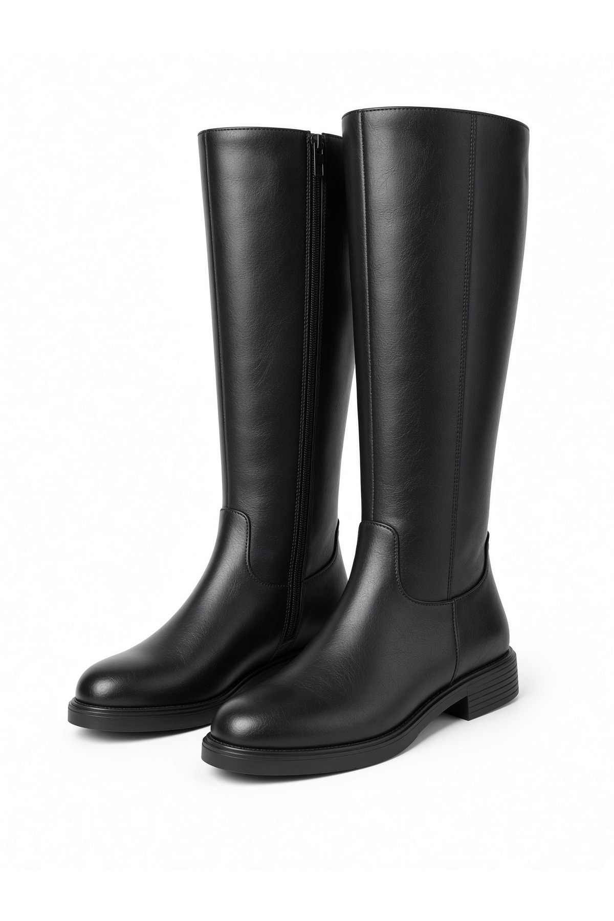 McDark Kadın Fermuarlı Siyah Binici Çizme uzunluk 42 cm-siyah