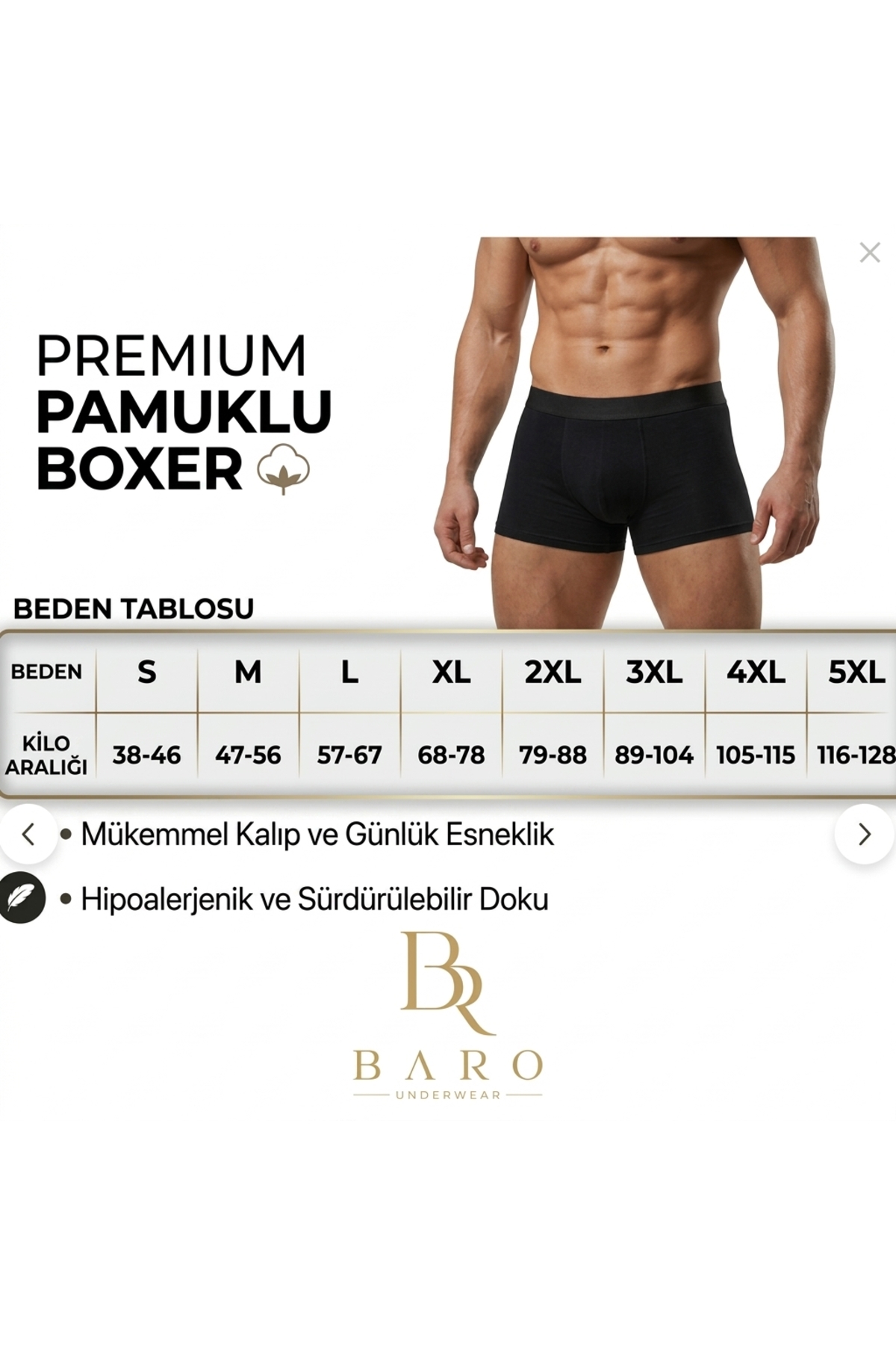 BARO UNDERWEAR 10'lu Paket Erkek Gri Full Likralı Pamuklu Premium Boxer Seti görsel 4