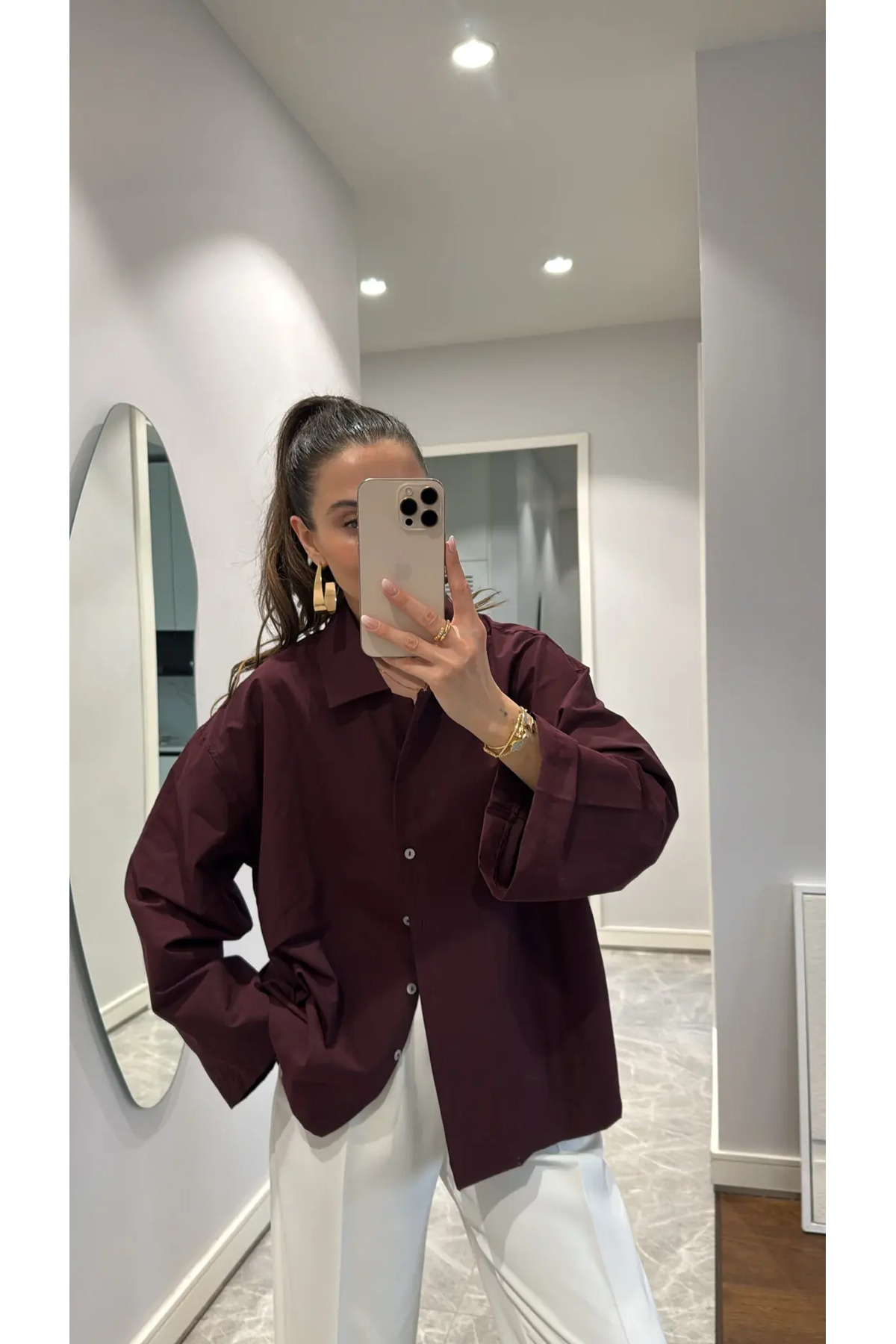 sinem kıvanç Oversize Poplin Gömlek