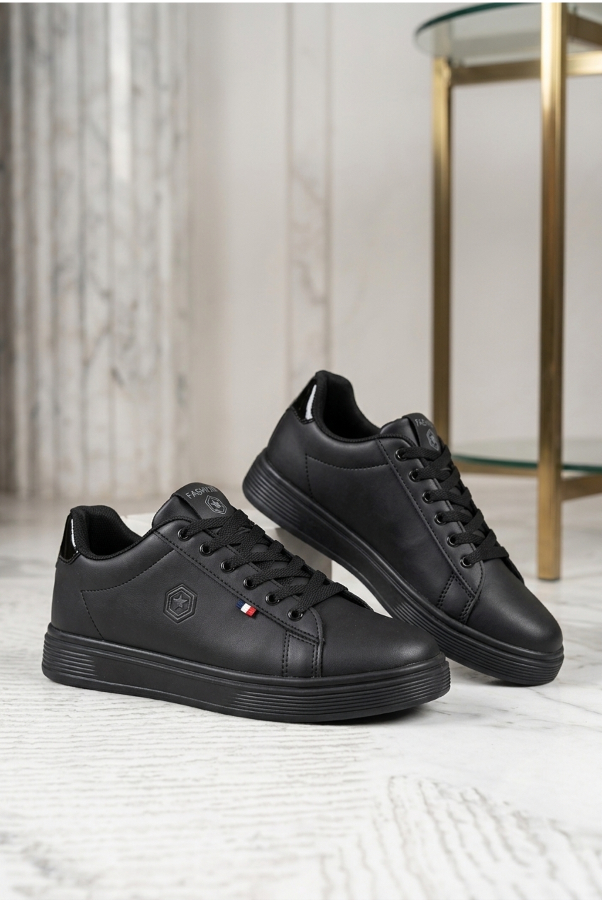 Lubrand Unisex Siyah Bağcıklı Günlük Spor Ayakkabı Sneaker görsel 2