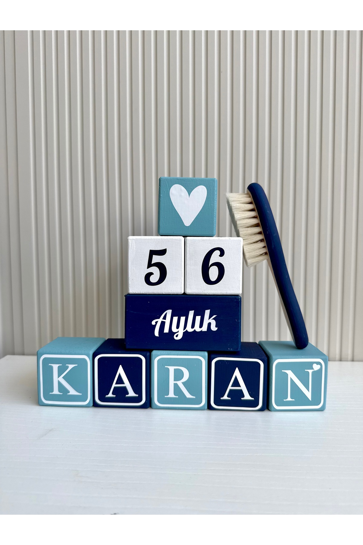 Mavi lacivert Kişiye Özel İsimli Bebek Anı Küpleri harfliiiiii (5harfli isim için geçerlidir)