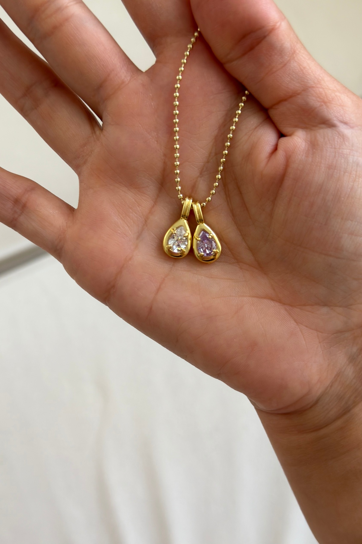 Lavian Accessories Zirkon Taşlı Damla Taş Kolye görsel 3