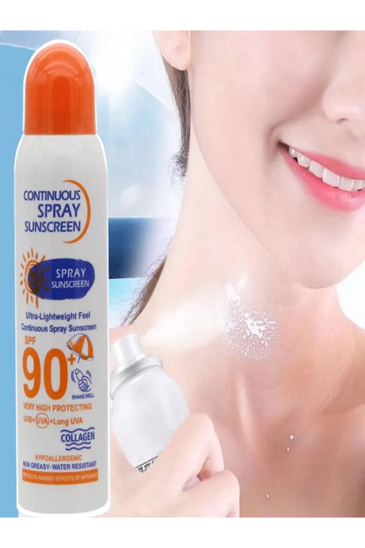 Yaşlanma Karşıtı Beyazlatıcı Yüksek Koruma Güneş Kremi SPF 90 Sprey Güneş Koruyucu 230 ML — 45865418