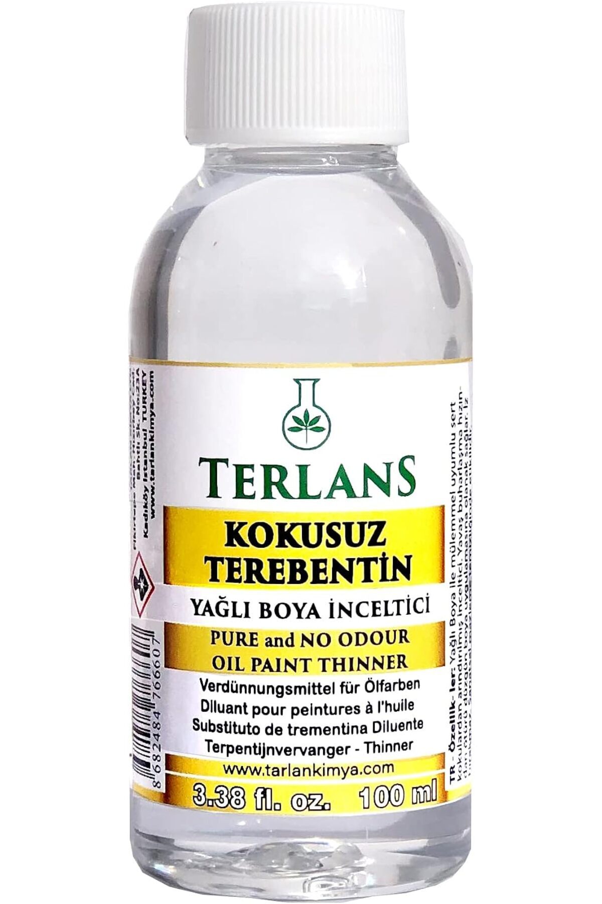TERLANS Kokusuz Terebentin 100 ml | Yağlı Boya | Kokusuz, Düşük Uçuculu Profesyonel Resim — 8690041600714