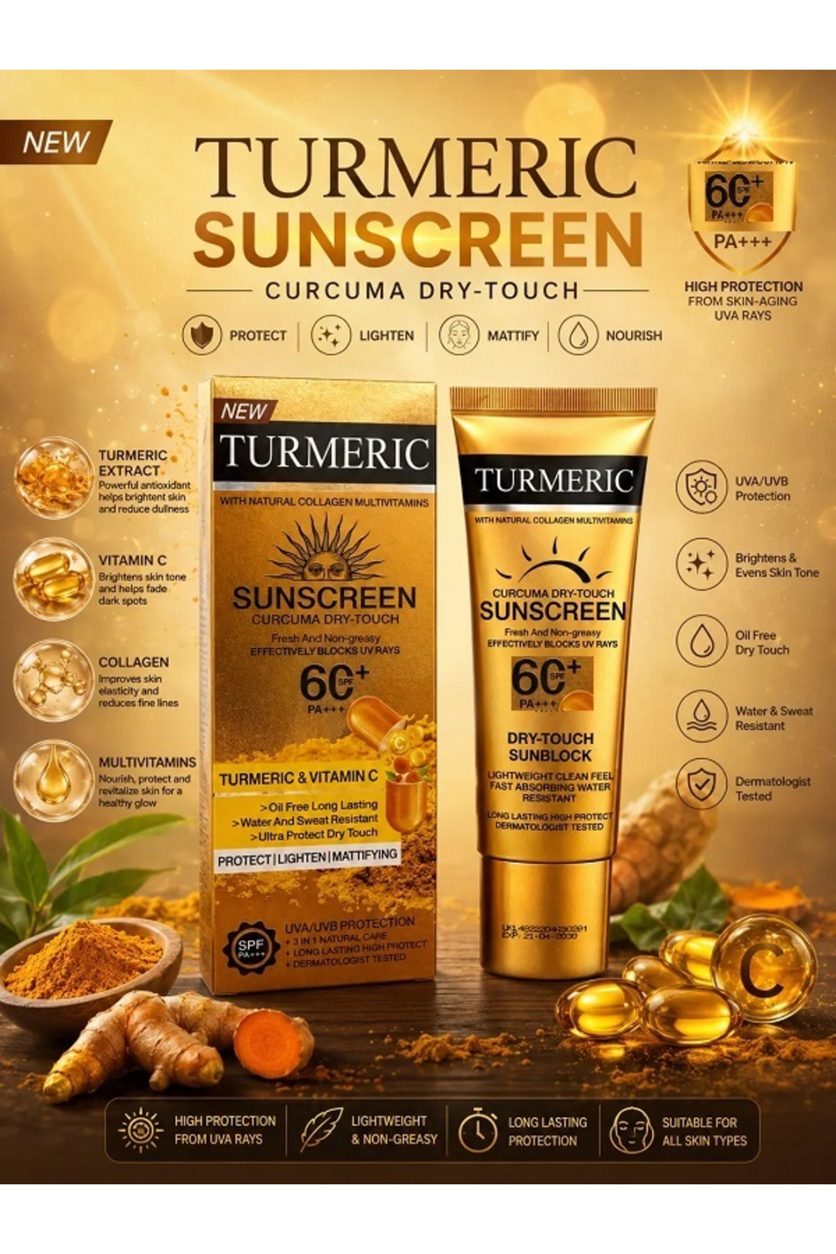 Dry Touch Sunblock Zerdeçal, Ve Vitamin C Güneş Kremi SPF60 PA+++ 100 ML — TYC572D096727C3CF5D9E8900