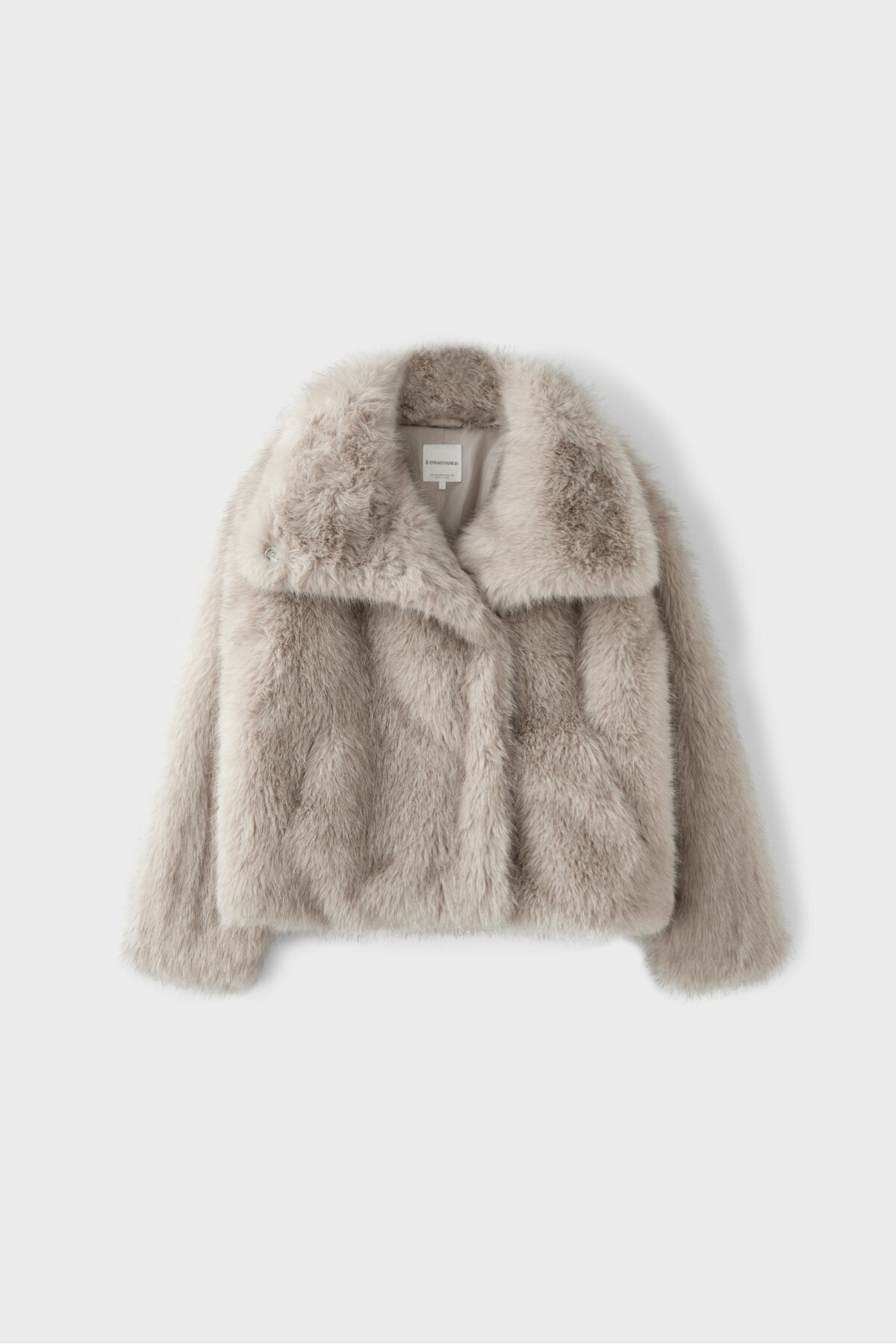 Stradivarius Basic dik yakalı suni kürk ceket görsel 6
