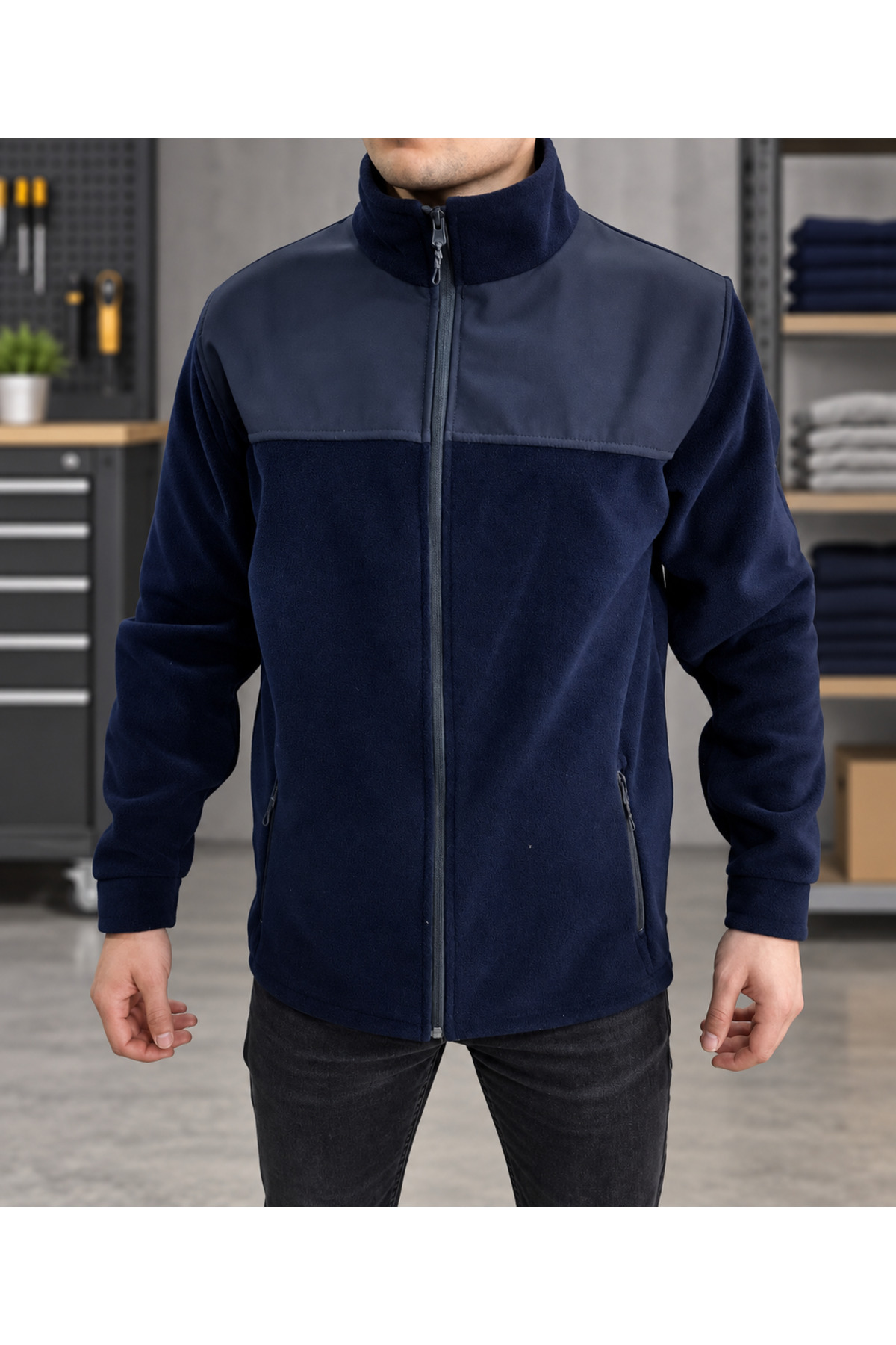 Erkek Softshell Polar – Sıcak Tutan, Rüzgara Karşı Koruyucu, Fermuarlı Outdoor İş Poları — سرمهای SAR-16