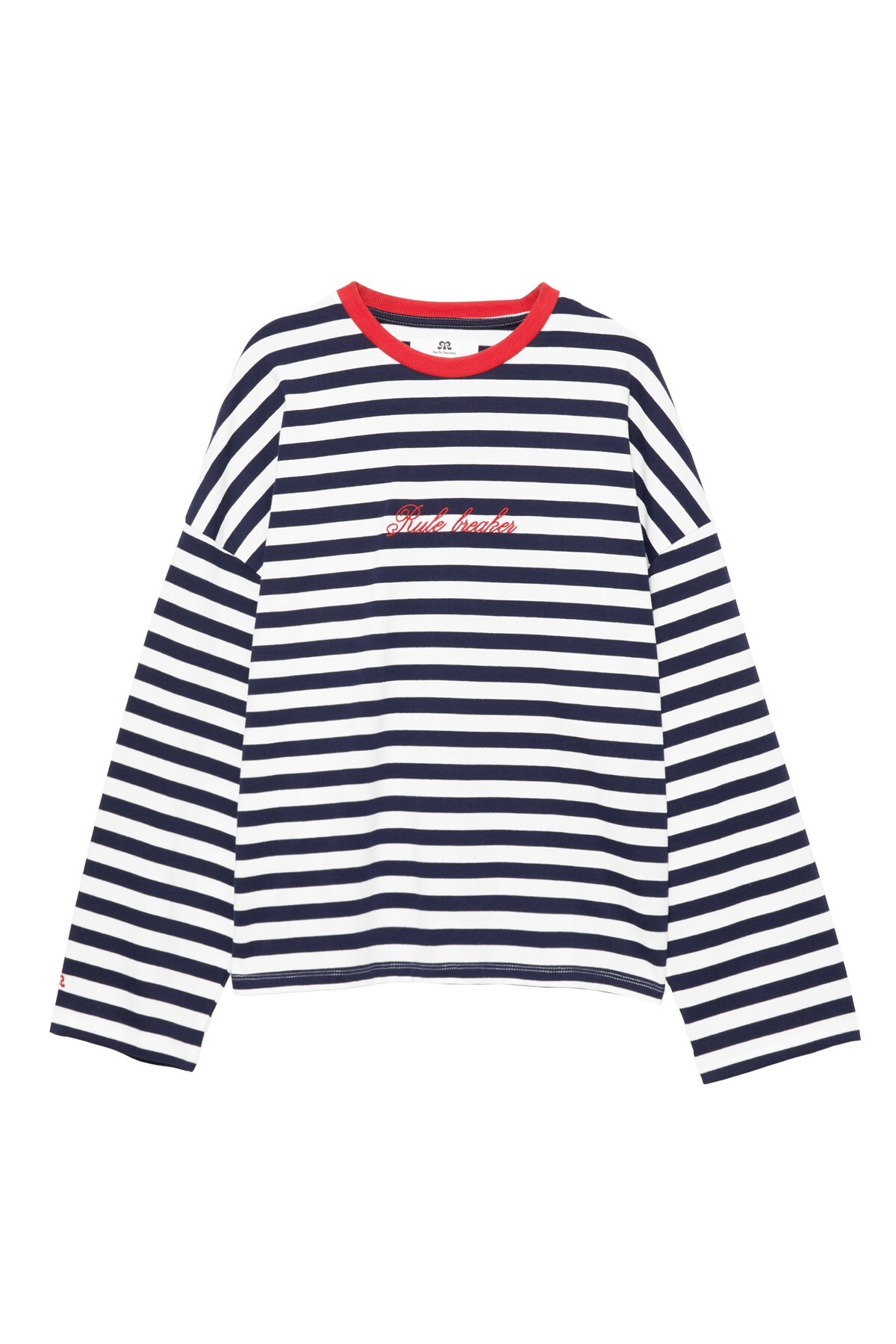 Pull & Bear Çizgili yazılı oversize tişört görsel 3