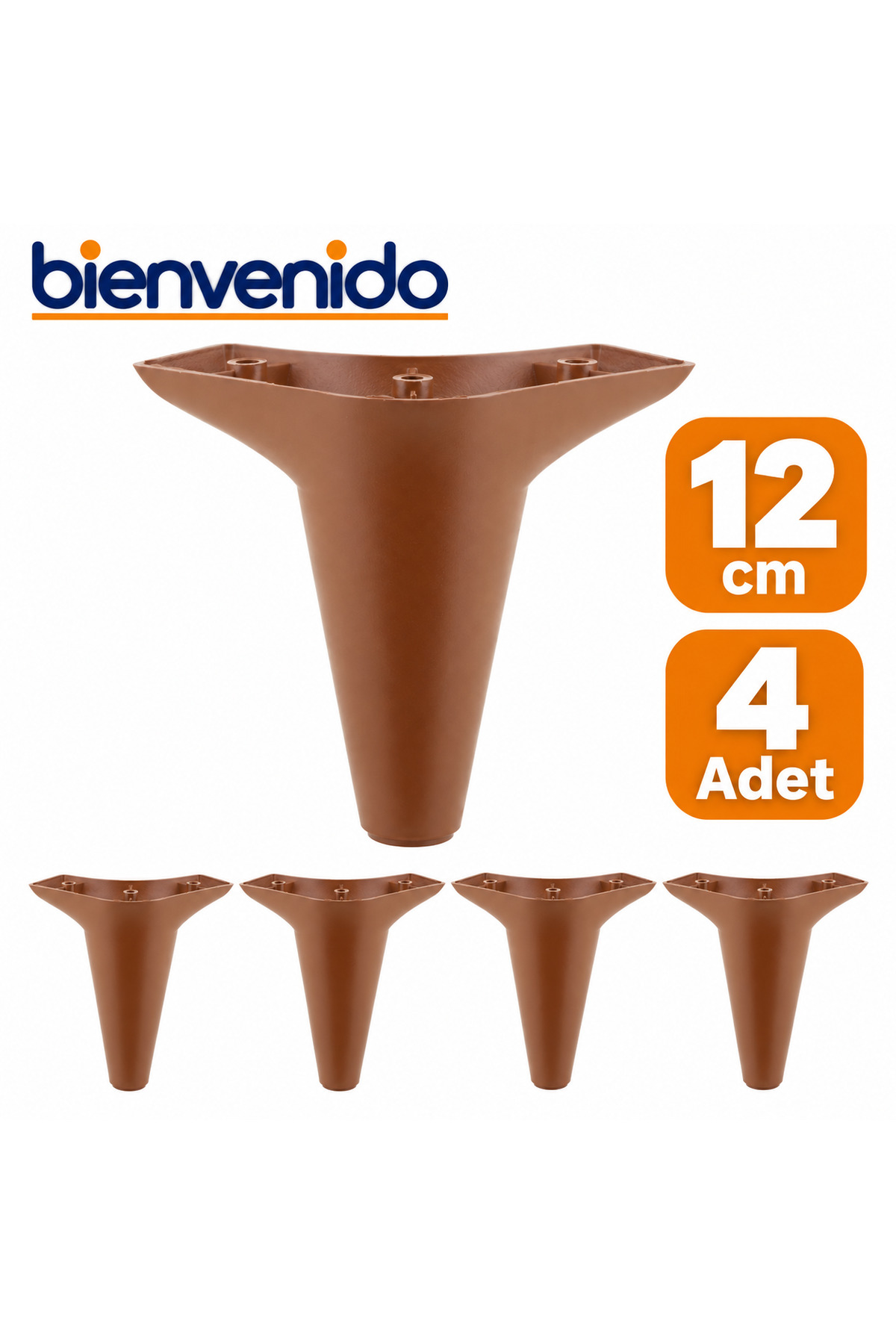 Aspen Lüks Mobilya Kanepe Koltuk Tv Ünitesi Baza Yükseltici Ayağı Ayakları 12 Cm Ceviz 4 Adet BIE-ASP-12-CEV-1, one size
