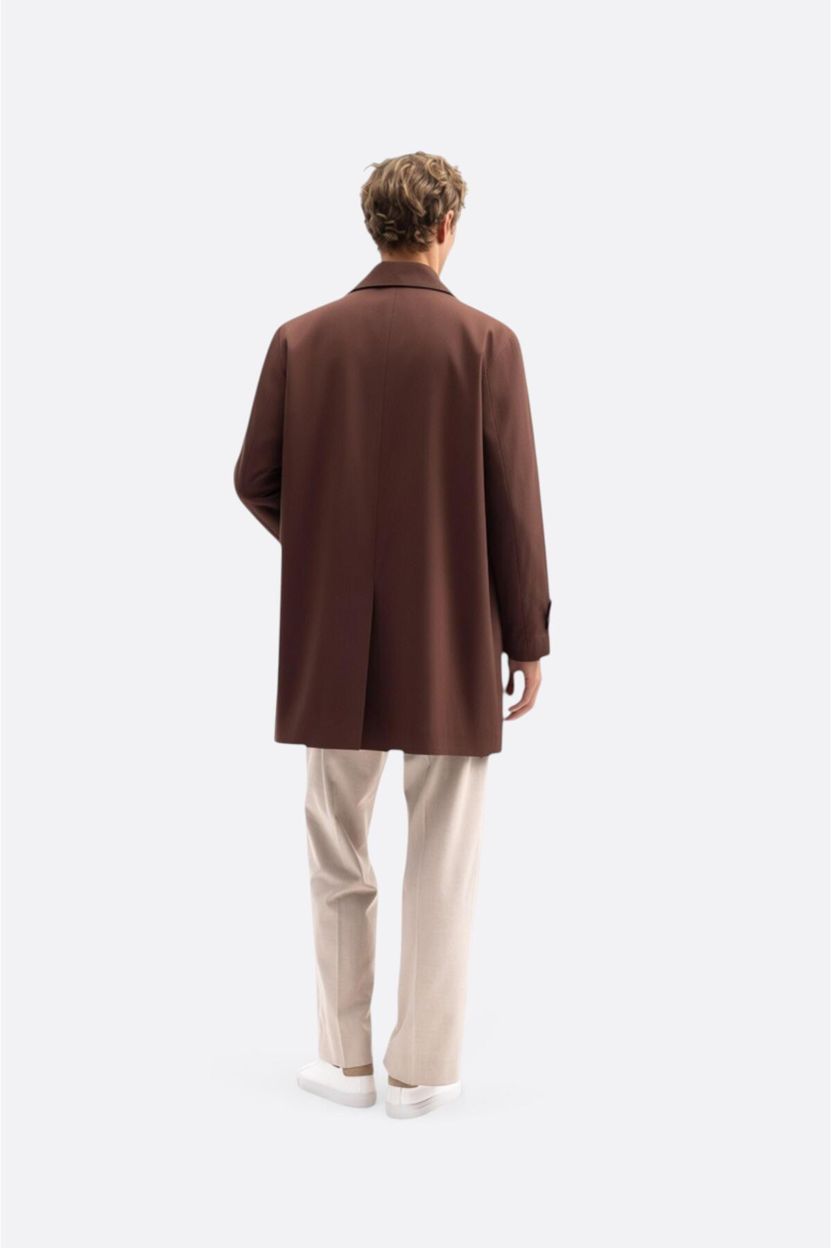 GIESTO basic™ KLASİK REGULAR FIT KAHVERENGİ TRENÇKOT görsel 5