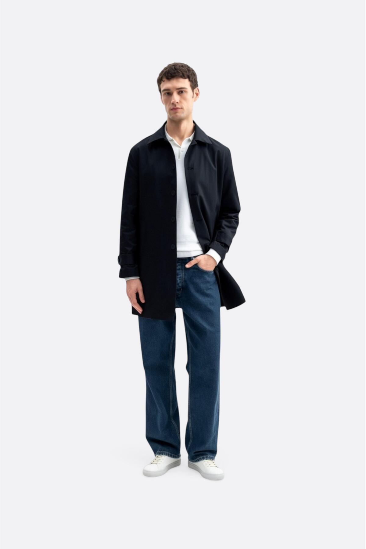 GIESTO basic™ KLASİK REGULAR FIT LACİVERT TRENÇKOT görsel 2