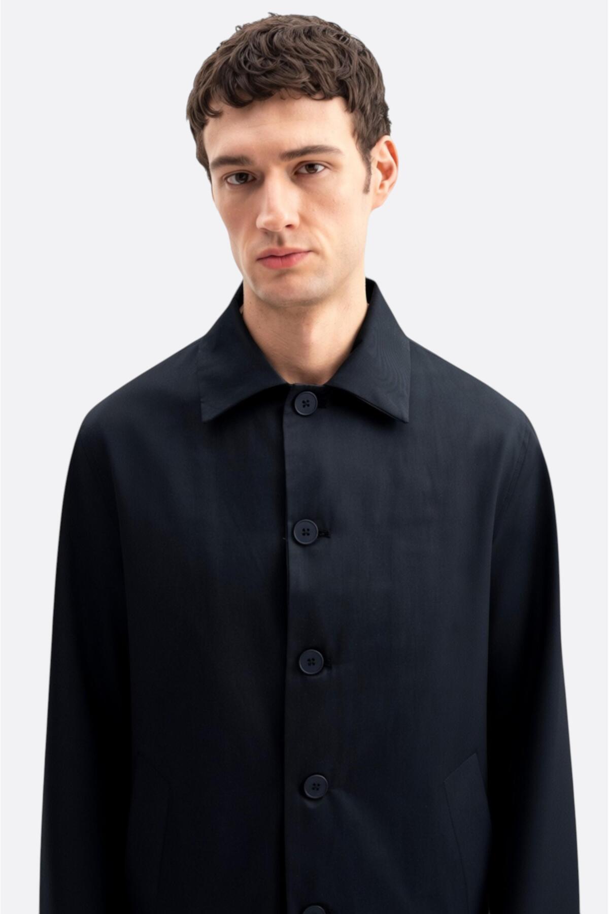 GIESTO basic™ KLASİK REGULAR FIT LACİVERT TRENÇKOT görsel 6