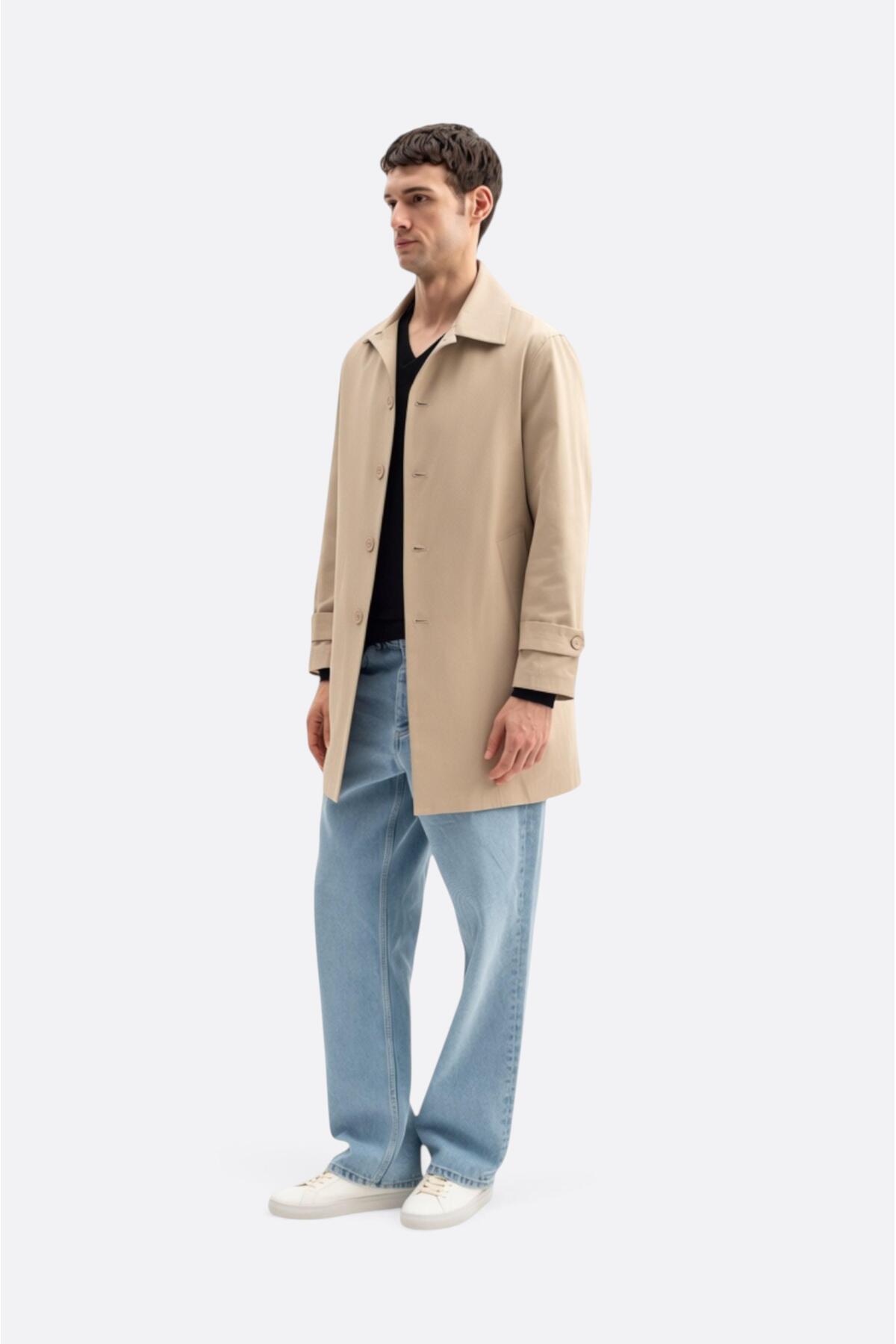 GIESTO basic™ KLASİK REGULAR FIT BEJ TRENÇKOT görsel 3