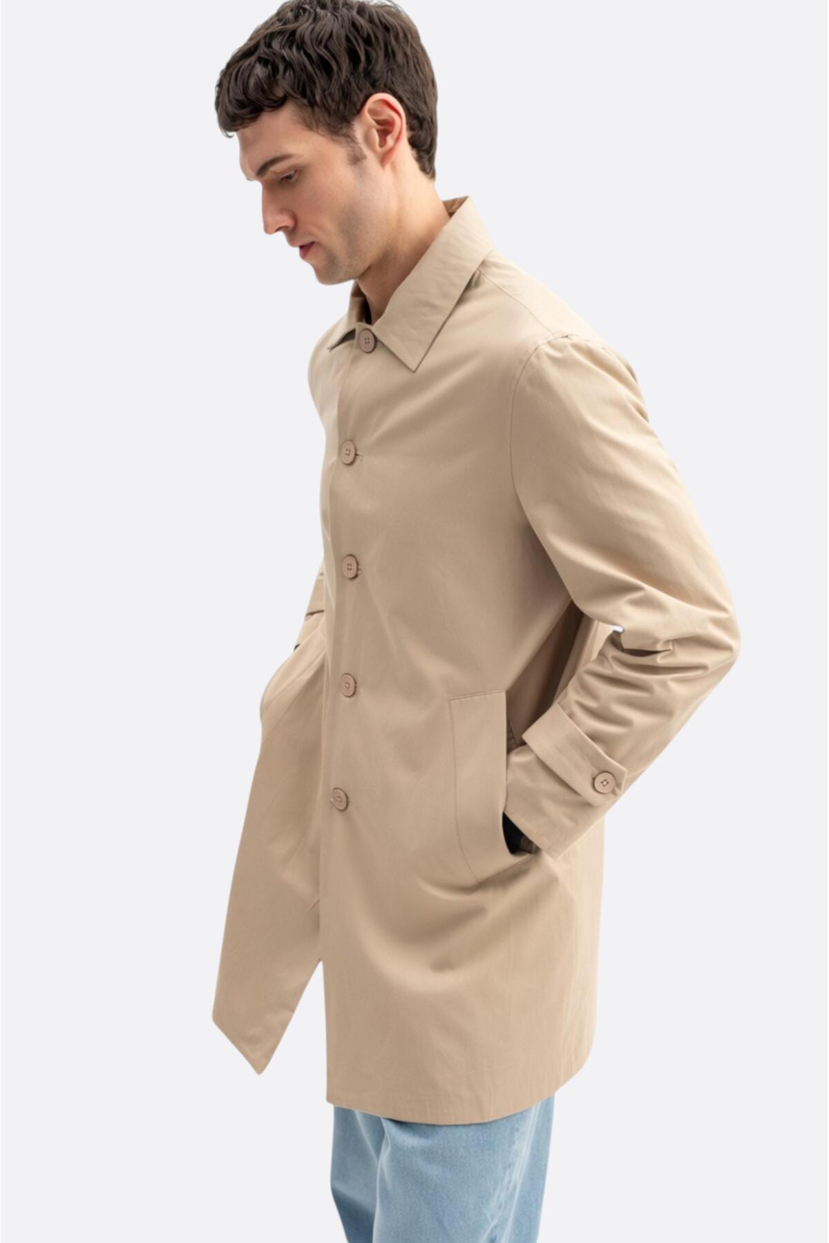 GIESTO basic™ KLASİK REGULAR FIT BEJ TRENÇKOT görsel 5