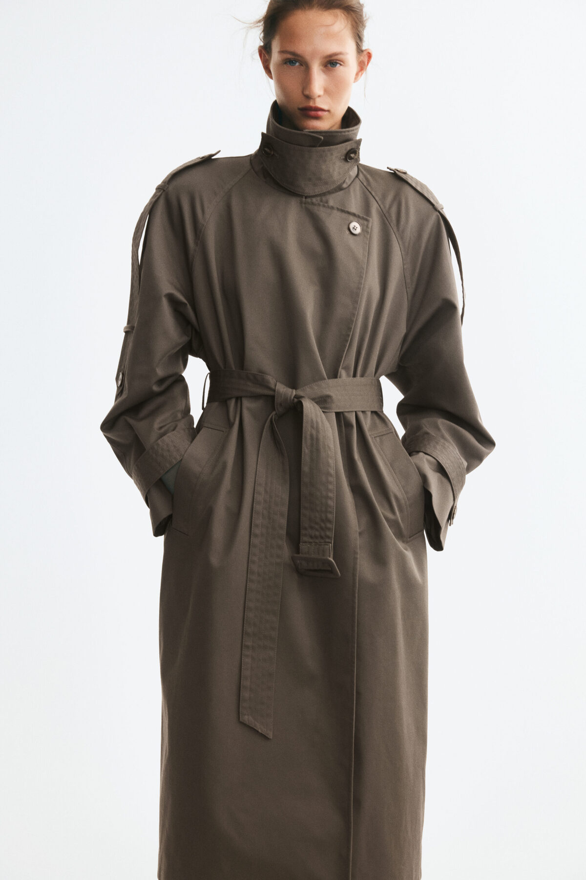 H&M Oversize Gabardin Trençkot görsel 2