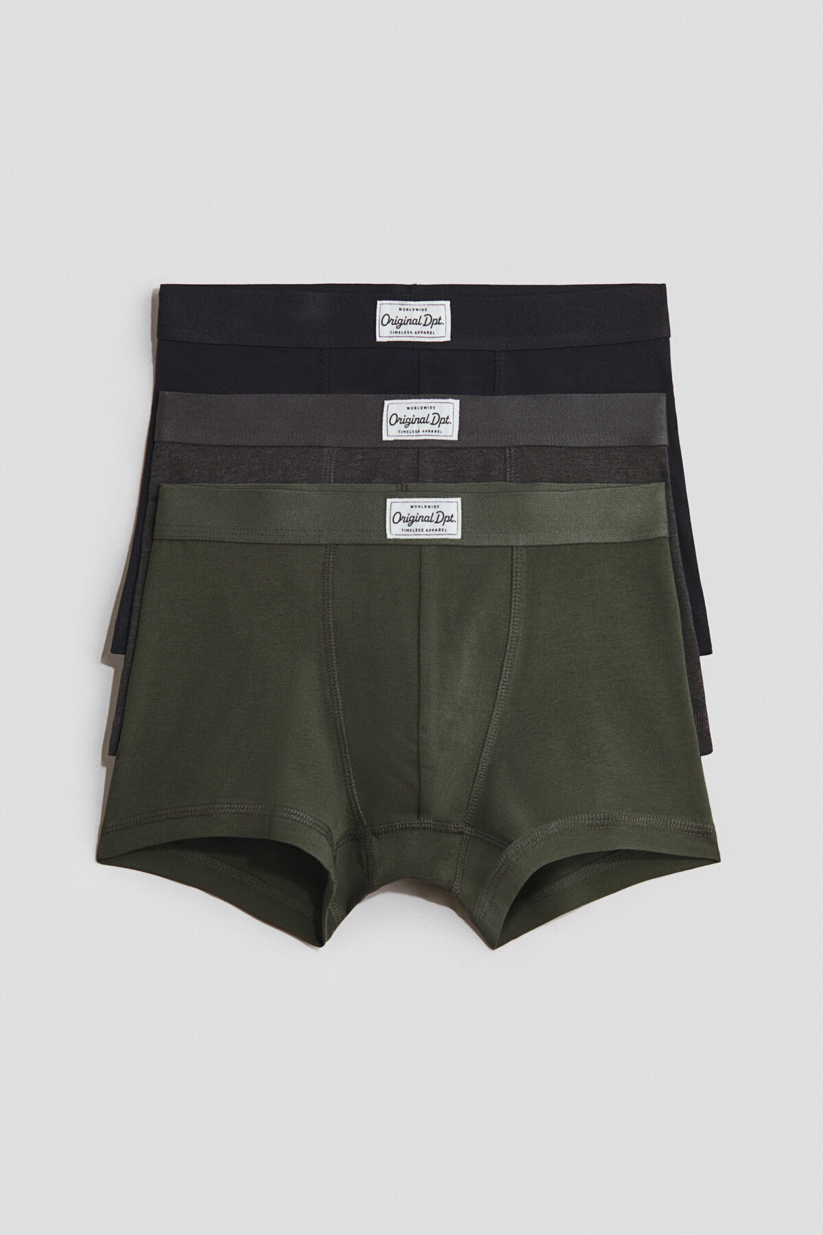 شورت بوکسور نخی بسته ۳ عددی اچ اند ام باکسر H&M