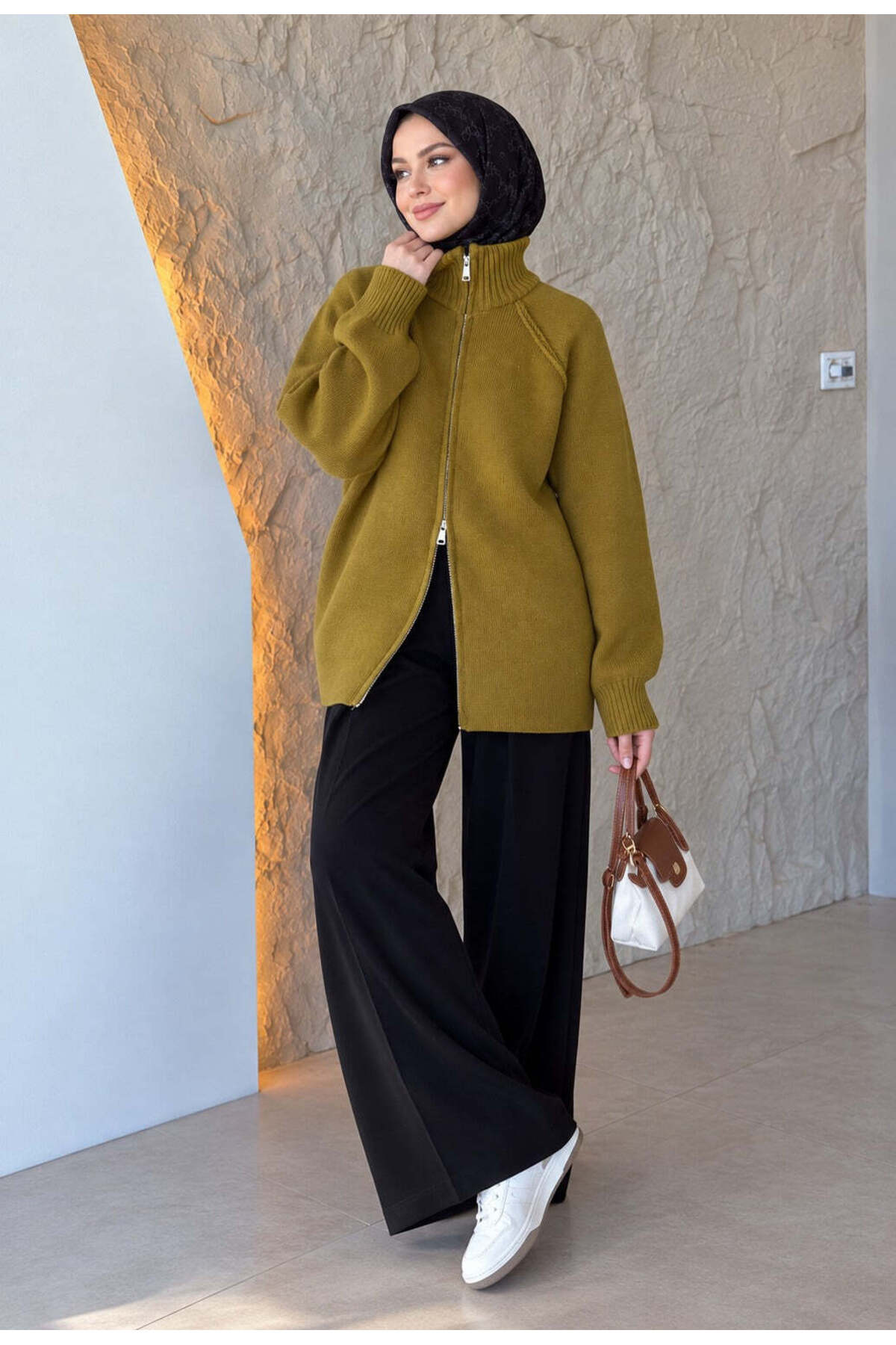 unika boutique Kadın Rosia Çift Fermuarlı Hırka görsel 2