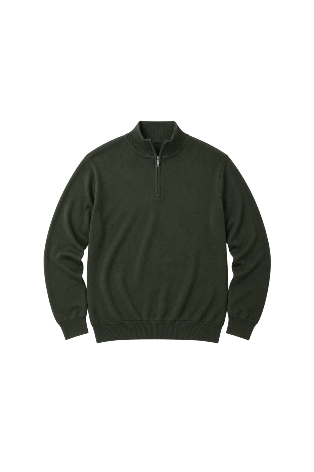 BattalModa Erkek Büyük Beden Haki Fermuarlı Dik Yaka Pamuklu Kazak 3XL-4XL-5XL-6XL görsel 4