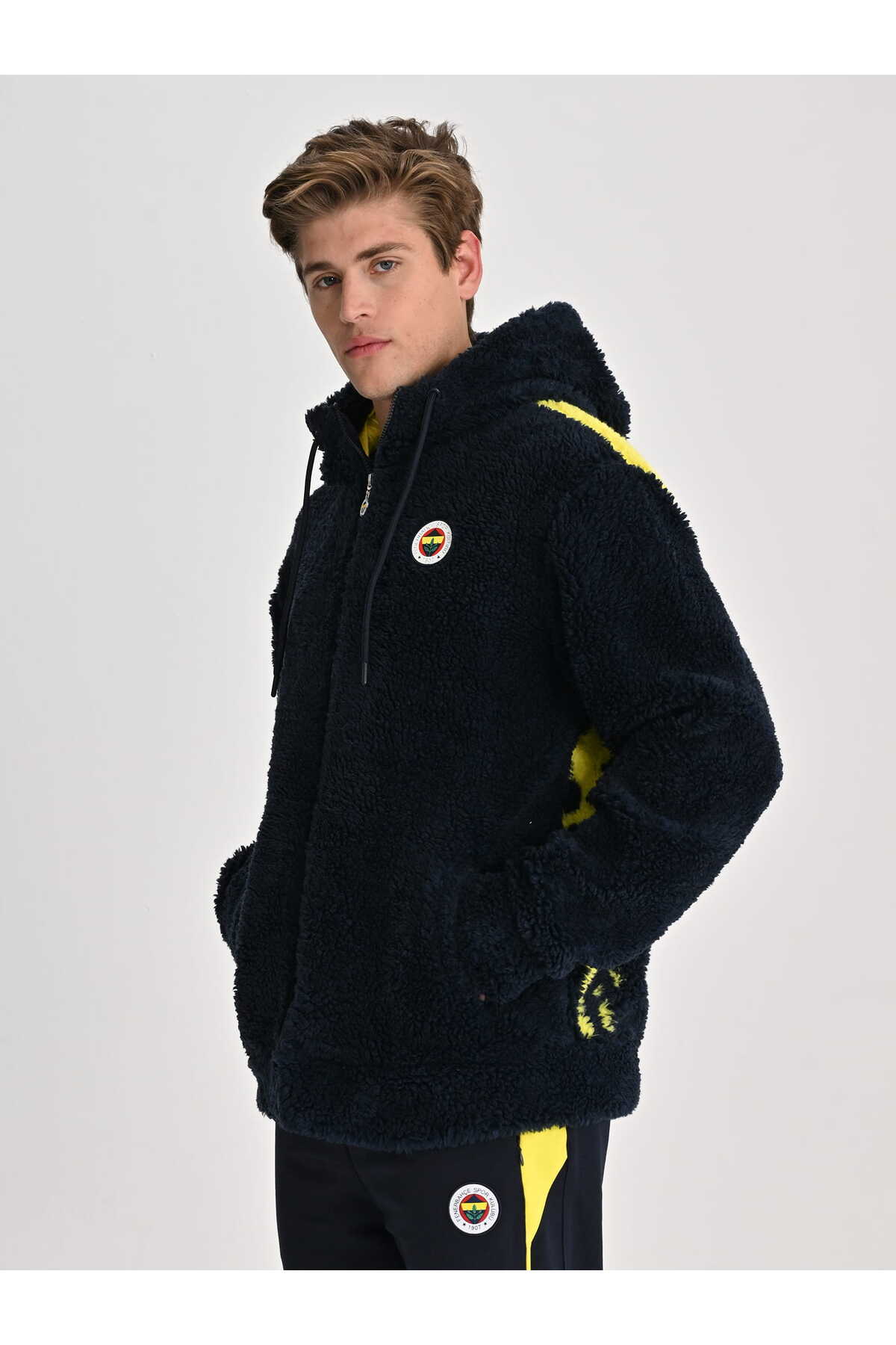 Fenerbahçe Lacivert Tribün Bayrak Detaylı Erkek Peluş Sweatshirt görsel 3
