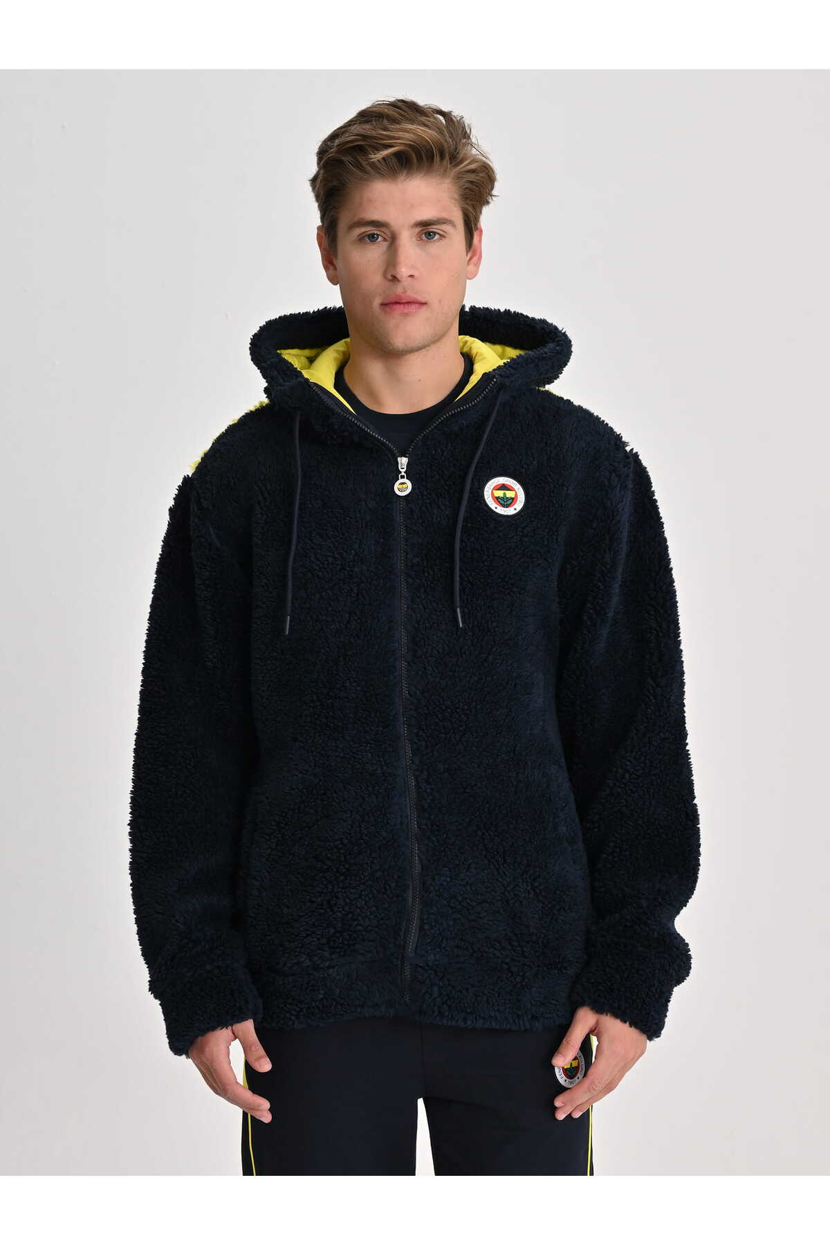Fenerbahçe Lacivert Tribün Bayrak Detaylı Erkek Peluş Sweatshirt görsel 2