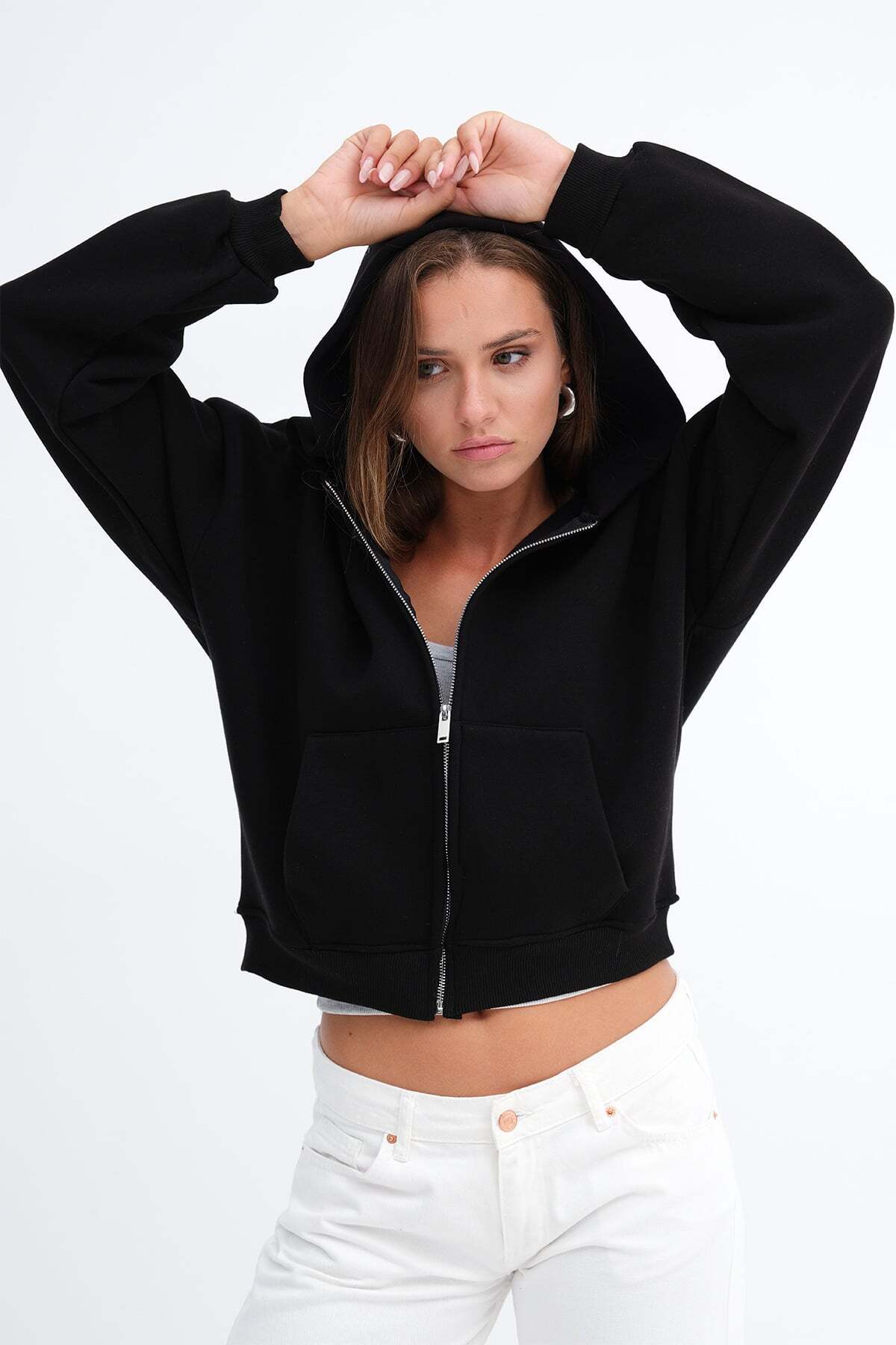 Addax Kapüşonlu Şardonlu Sweatshirt H13246